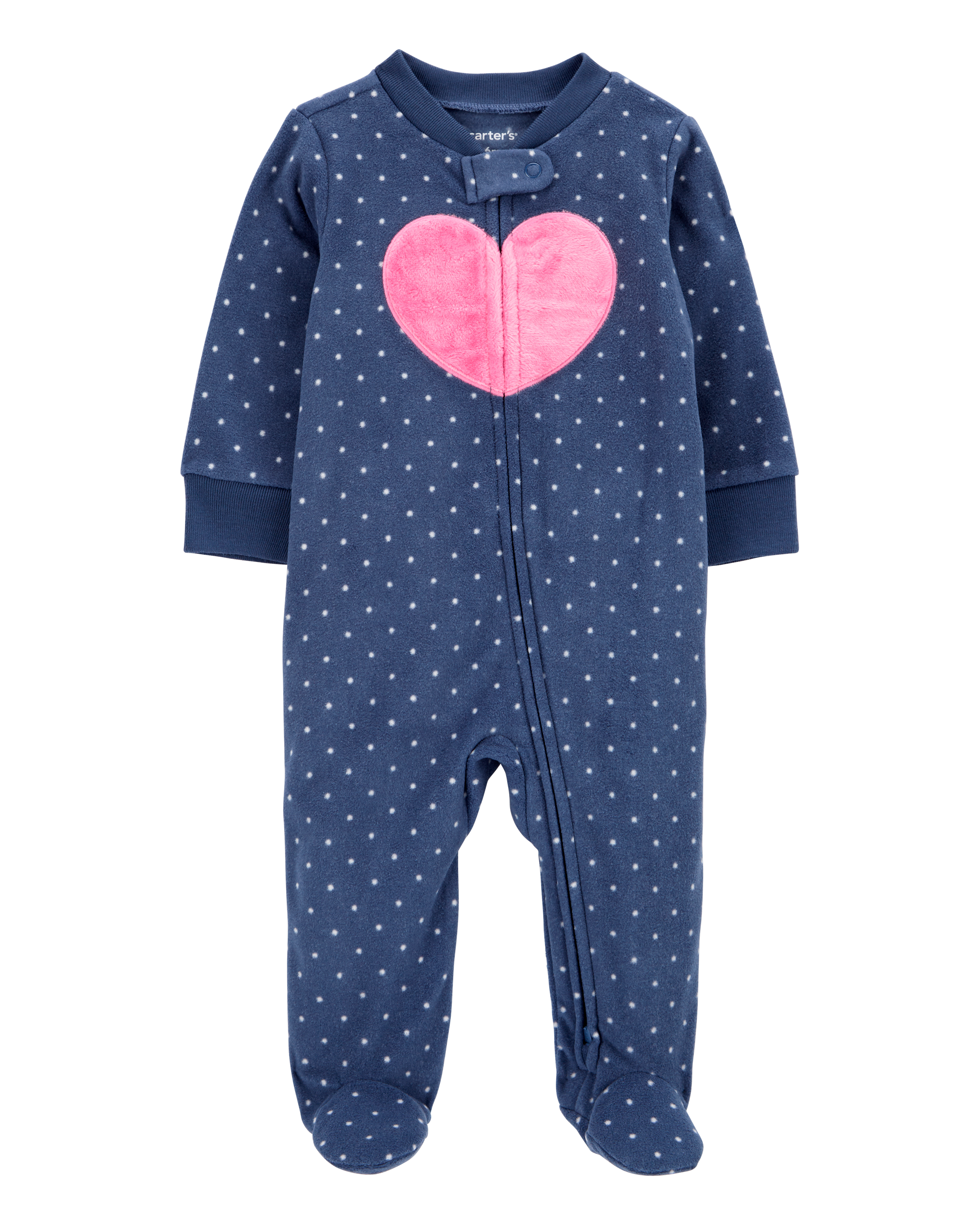 Baby Heart Fleece Zip-Up Footie Sleeper Pyjamas