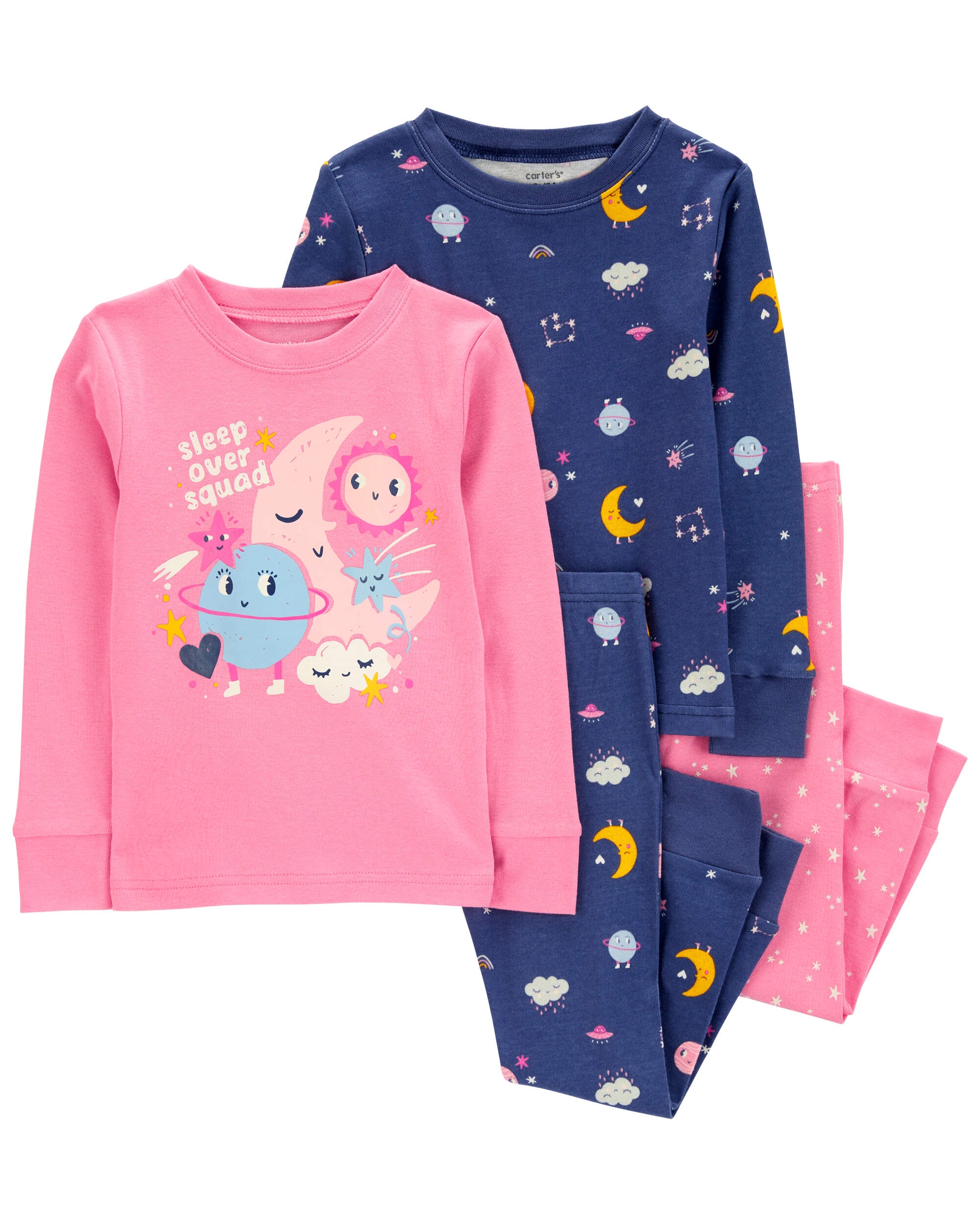 Toddler 4-Piece Space Print 100% Snug Fit Cotton Pyjamas