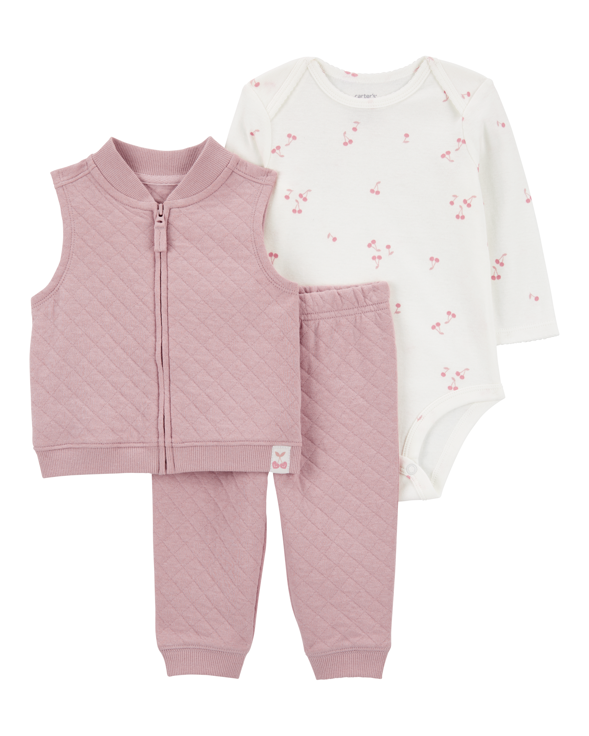 Baby 3-Piece Quilted Little Vest Set