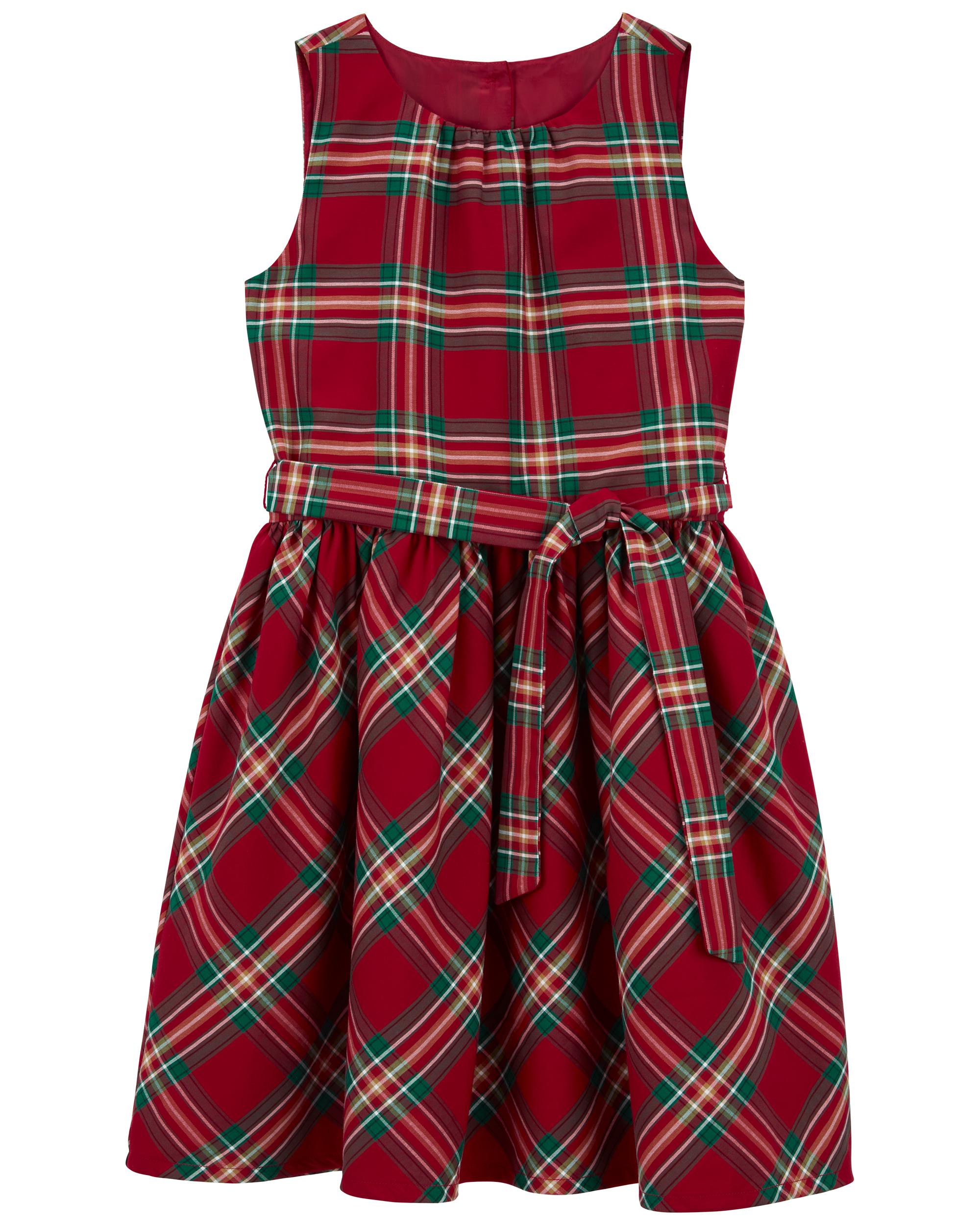 Kids Girls Kid Plaid Sateen Holiday Dress 6 6X Carter s