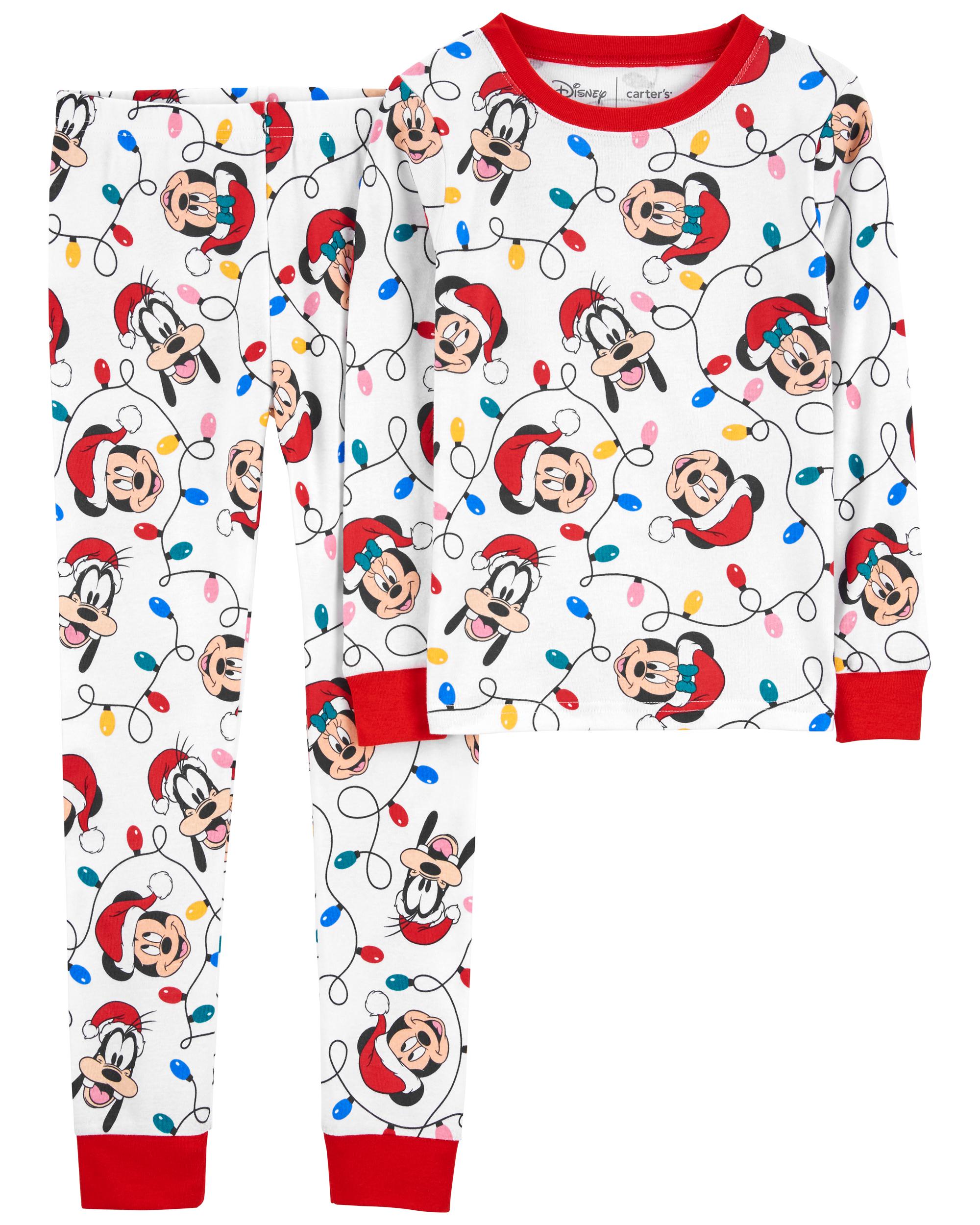 White/Red 2-Piece Mickey Mouse Christmas 100% Snug Fit Cotton Pyjamas