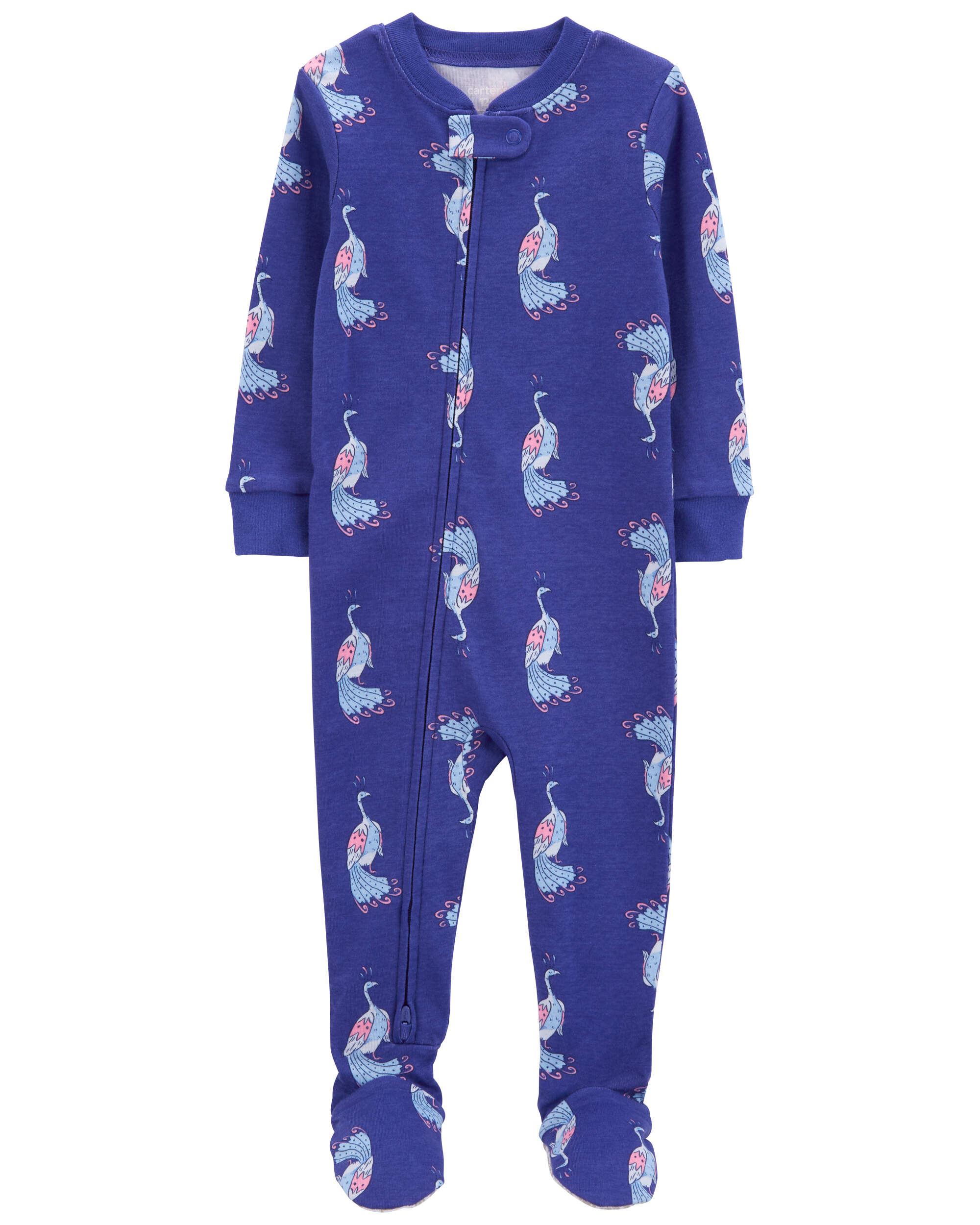 Toddler 1-Piece Peacock 100% Snug Fit Cotton Footie Pyjamas