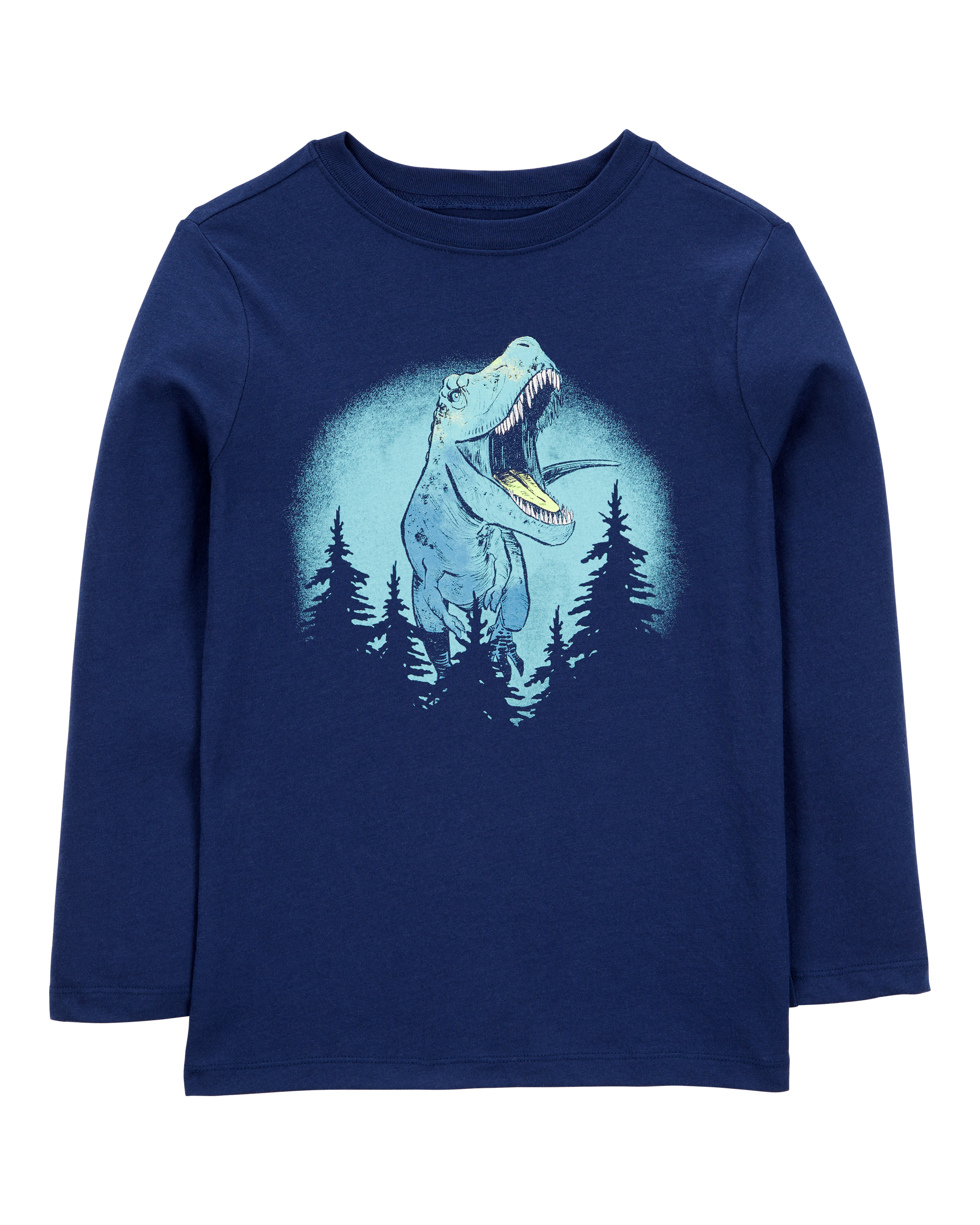 Kid Dinosaur Cotton Blend Long-Sleeve Tee - Blue