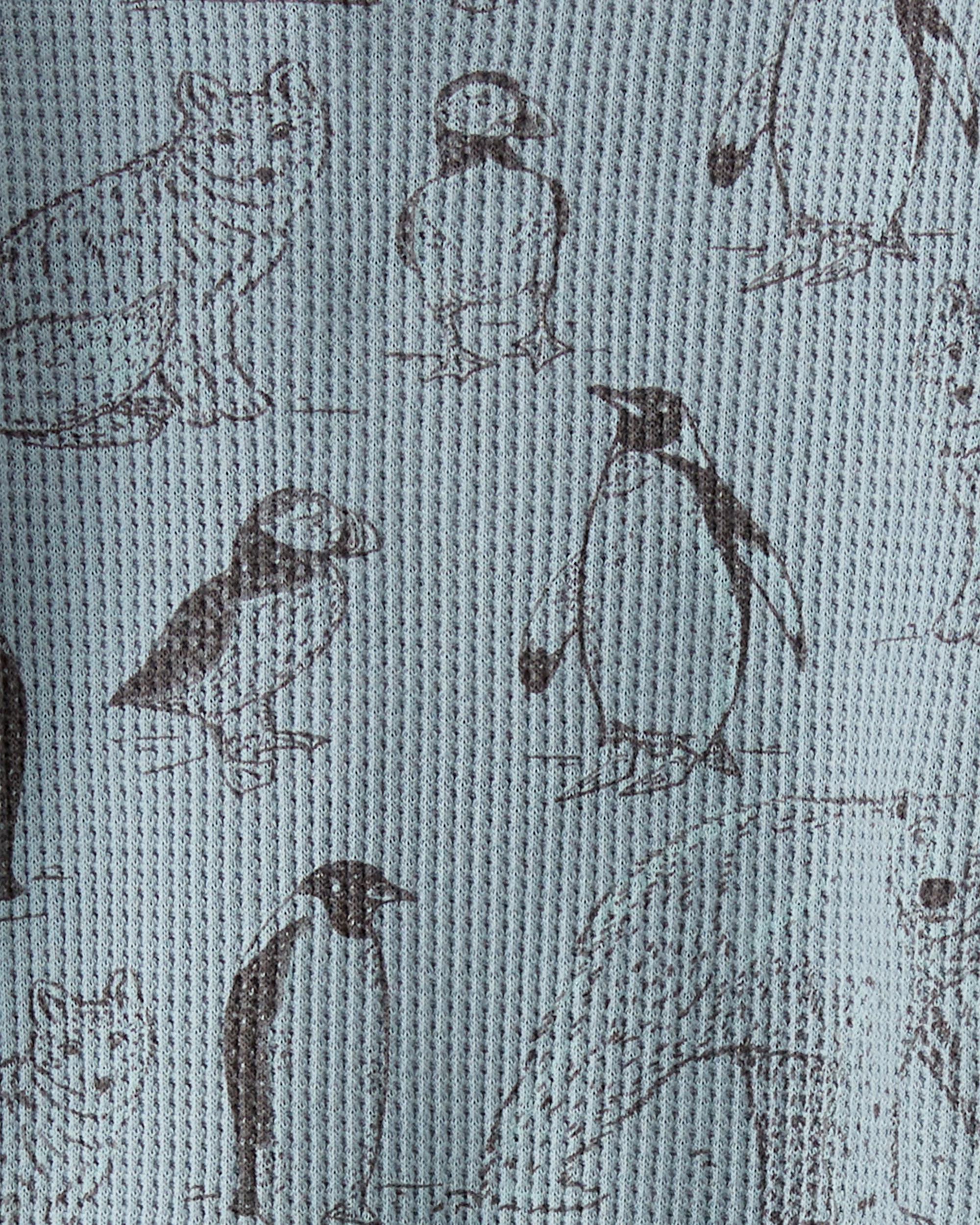 Multi/Blue Organic Cotton Arctic Print Waffle Knit Pajamas Set