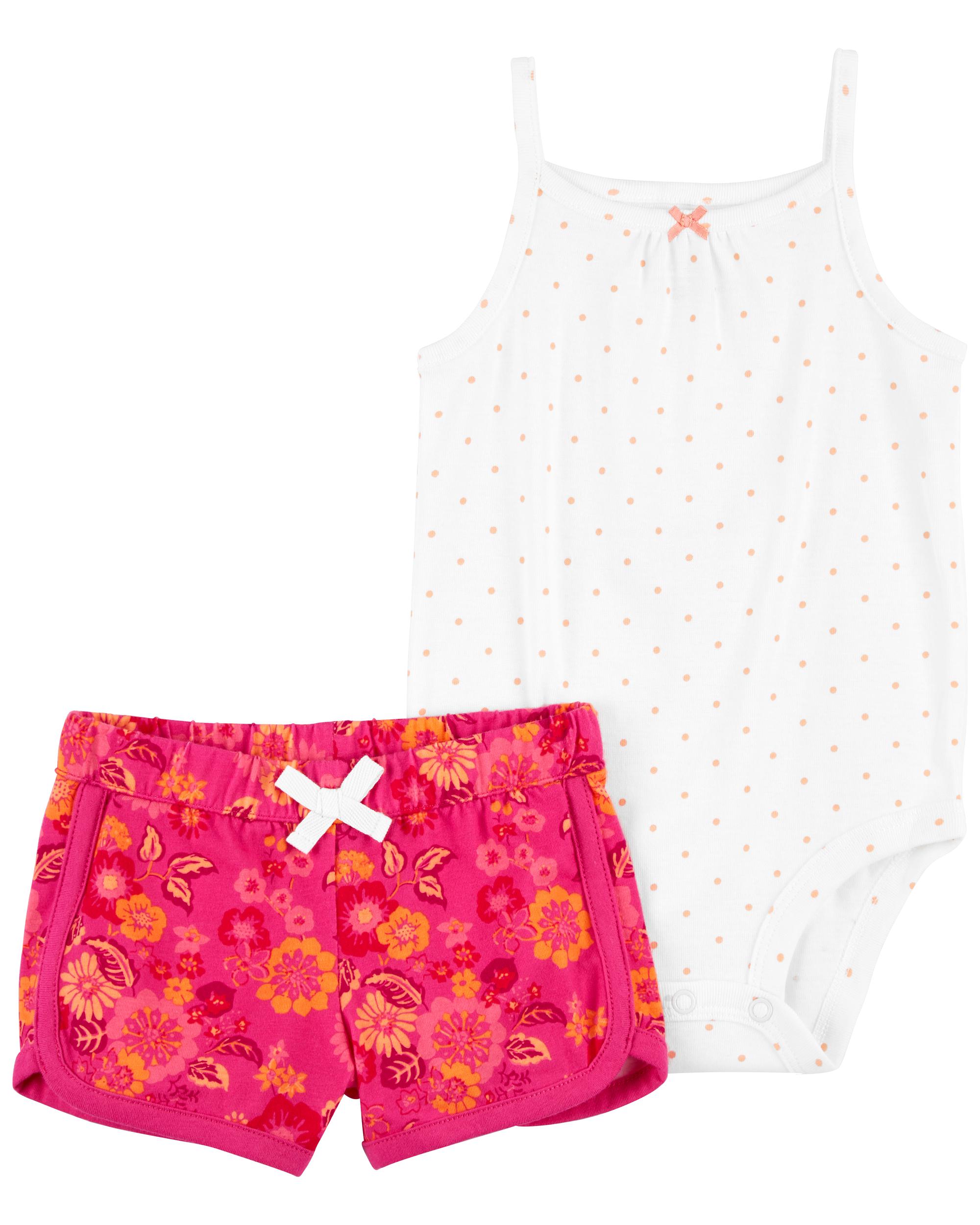 Bodysuit and Shorts - White/floral - Kids