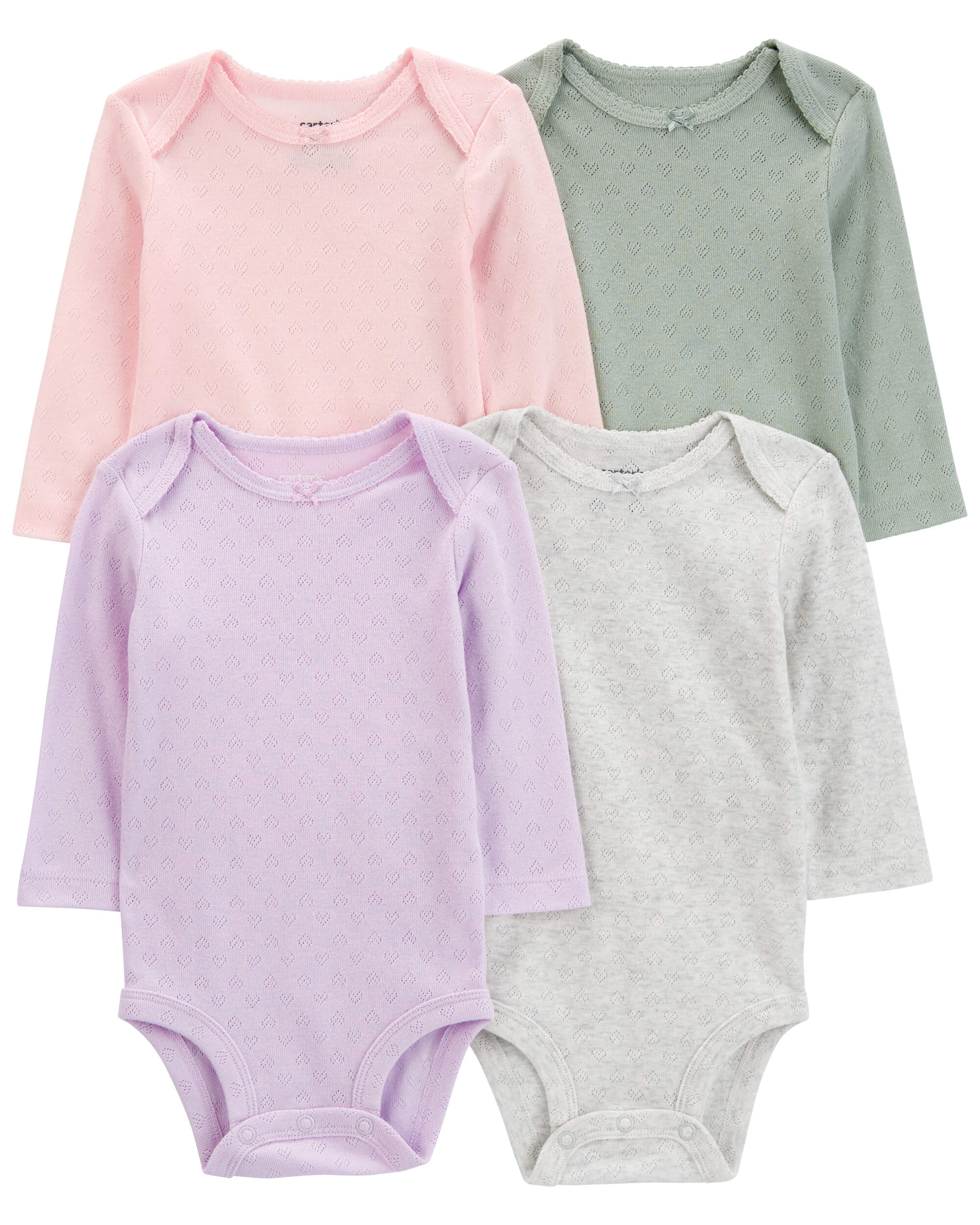 Baby 4-Piece Long-Sleeve Pointelle Bodysuits