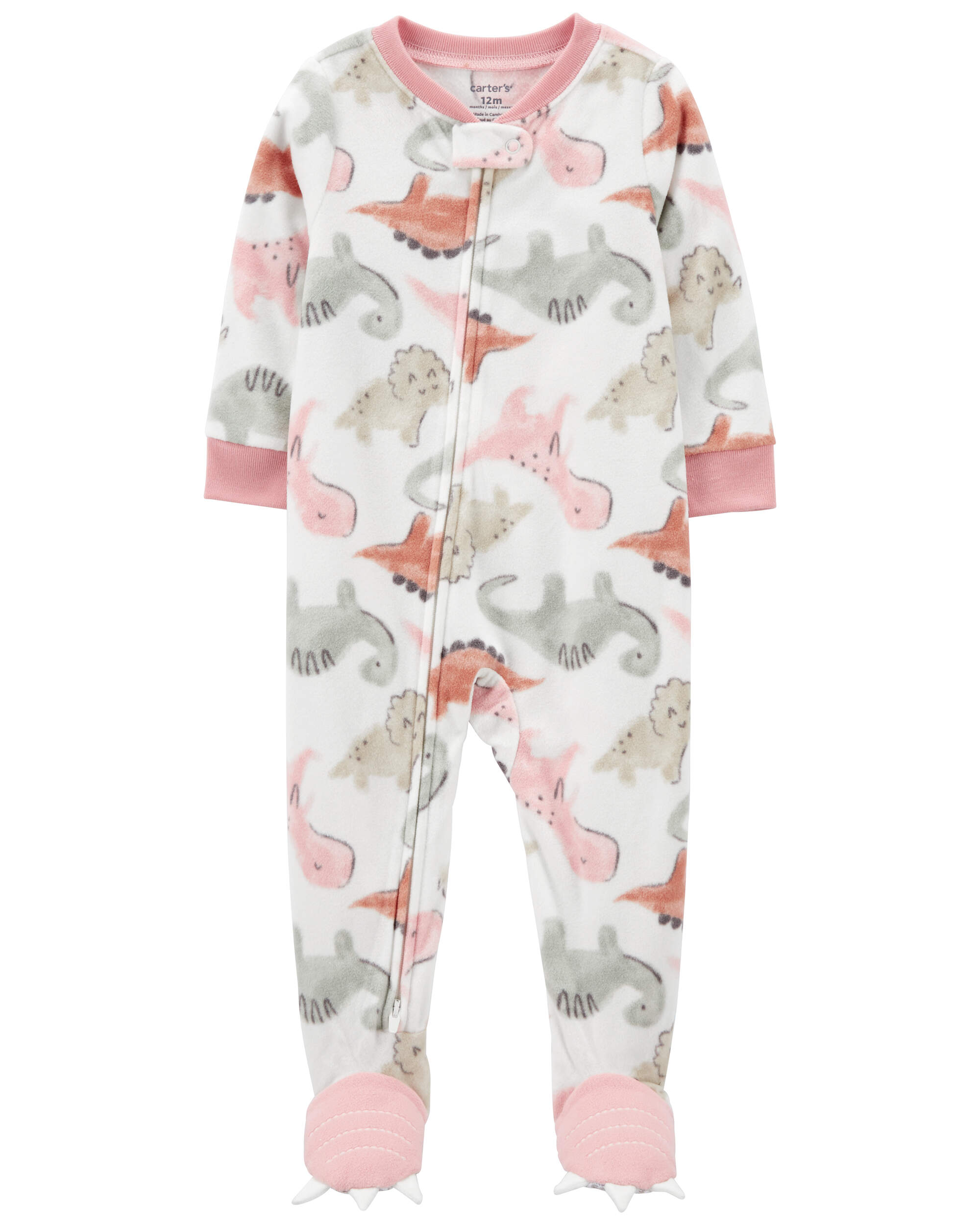Toddler 1-Piece Dinosaur Fleece Footie Pyjamas