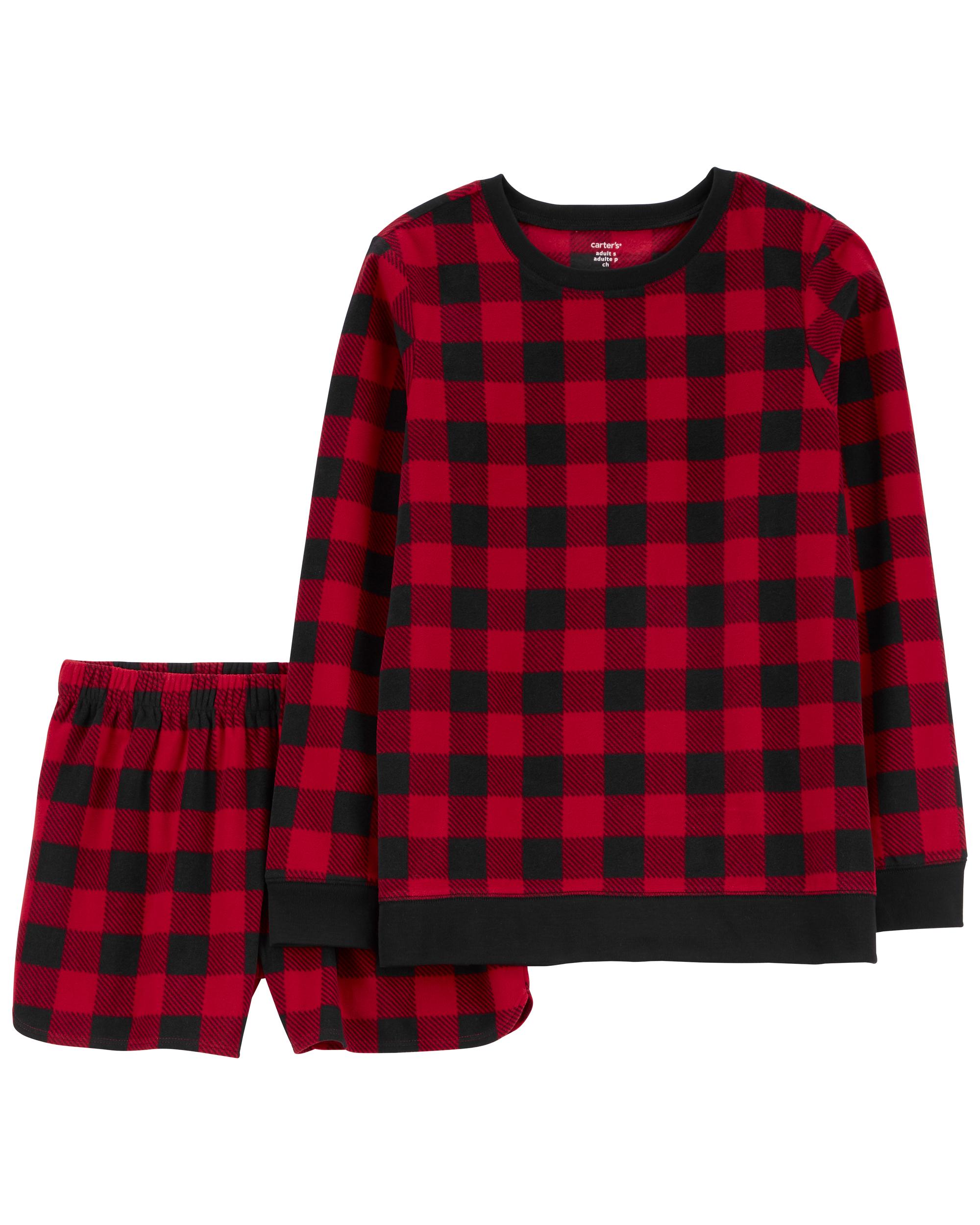 Adult 2-Piece Buffalo Check Fleece Pyjamas