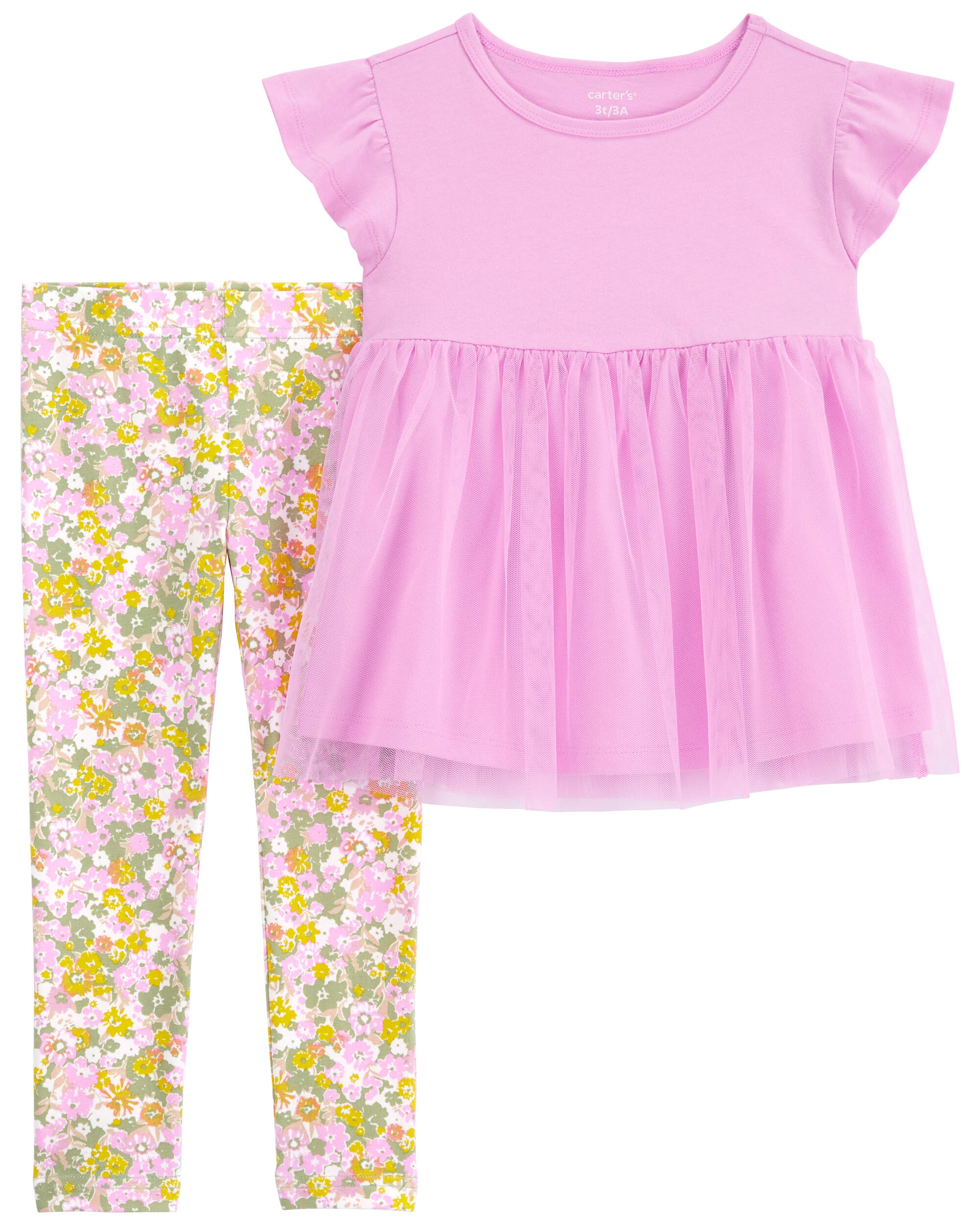 2-piece Sweatshirt and Leggings Set - Light pink/small flowers - Kids