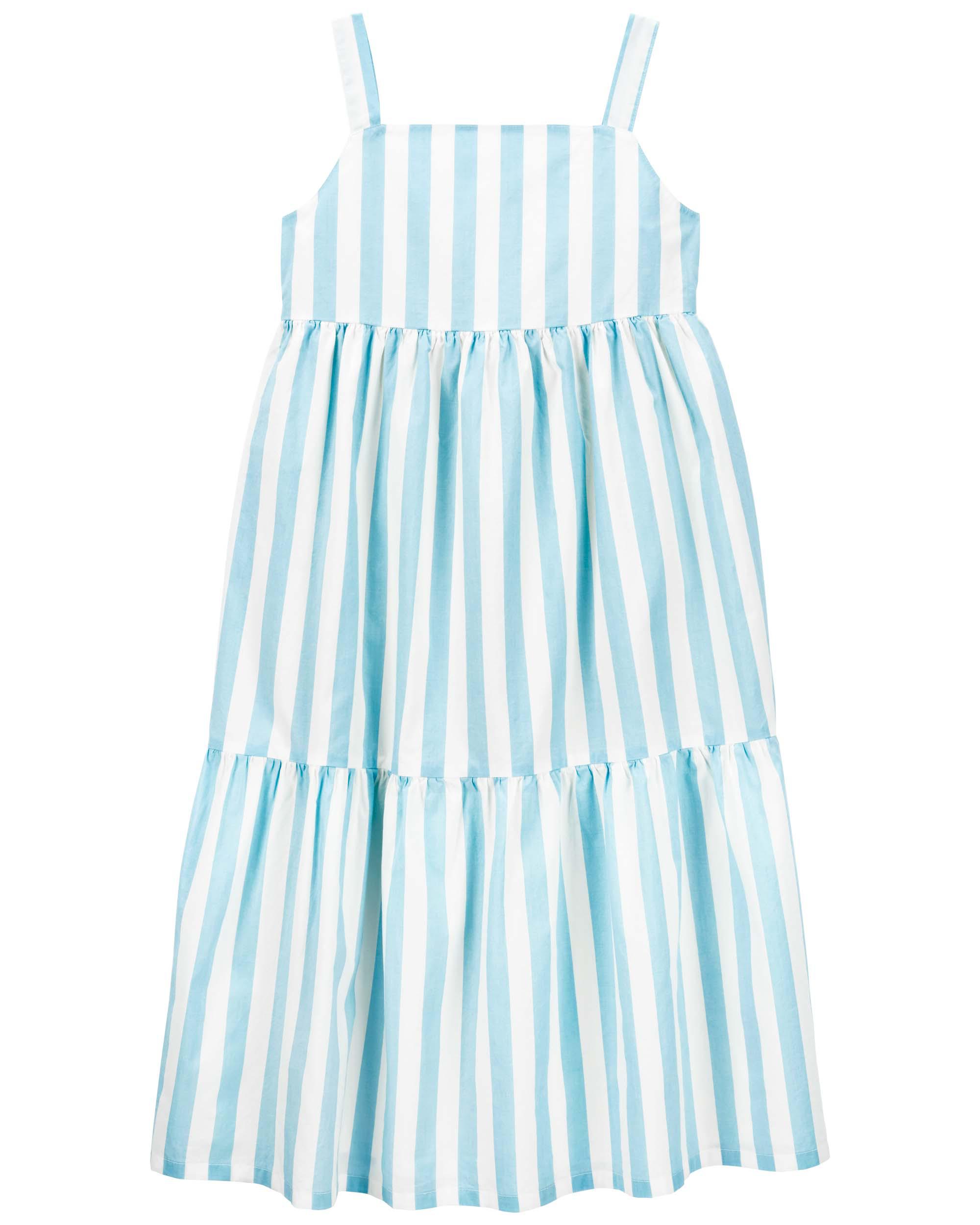 Kid Striped Midi Tiered Dress