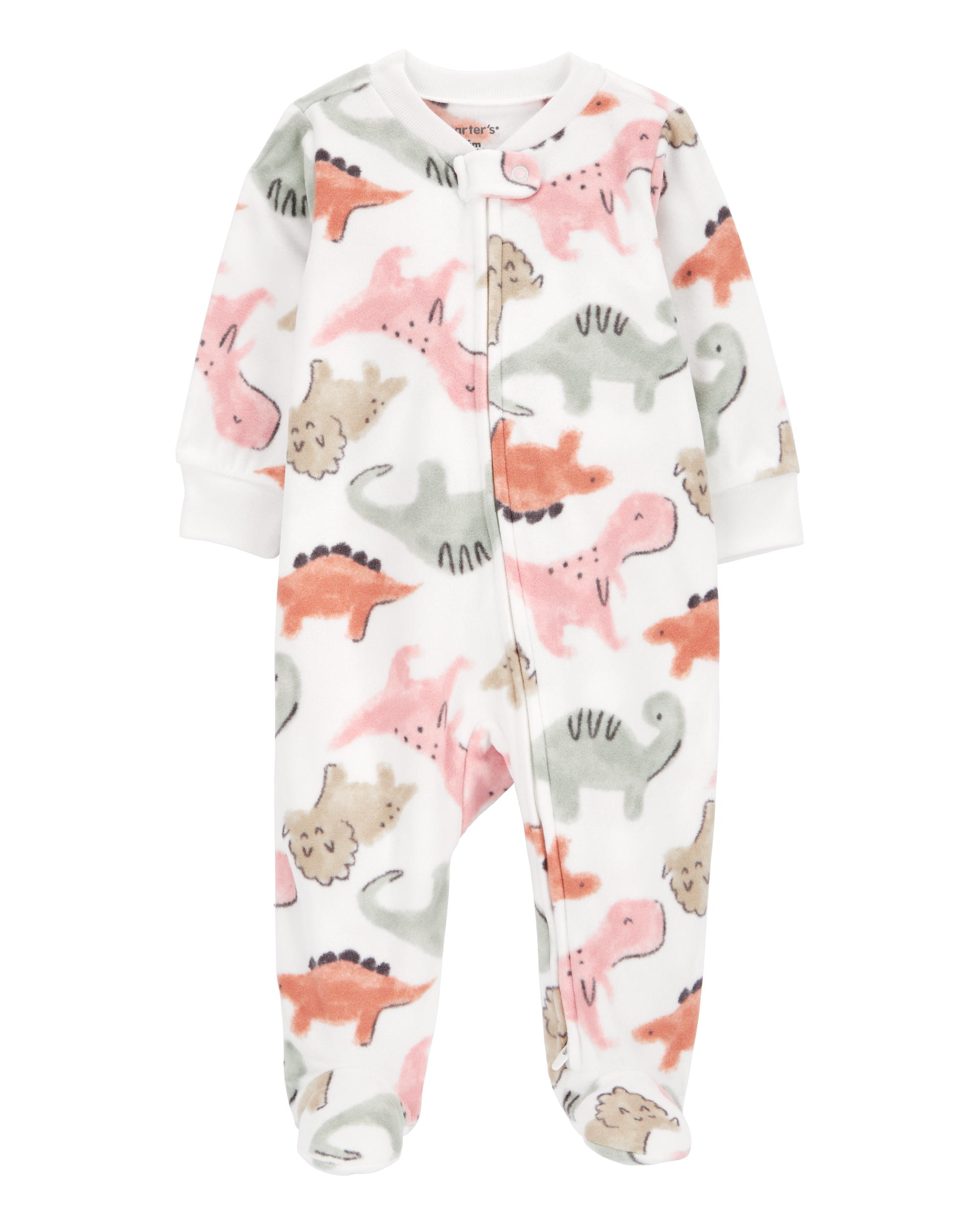 Baby Dinosaur Fleece Zip-Up Footie Sleeper Pyjamas