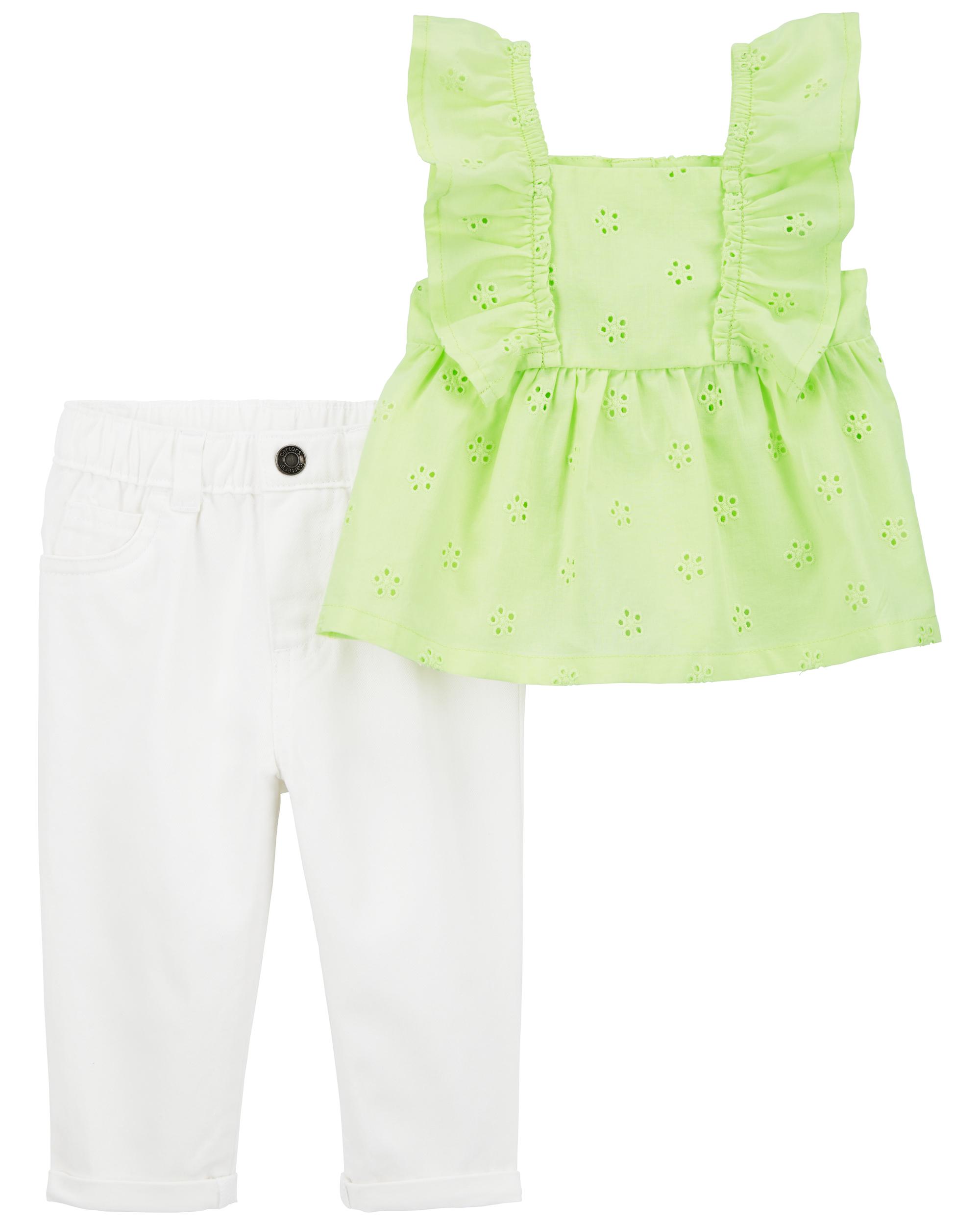 Carters Oshkosh 2-Piece Eyelet Top & Pant Set