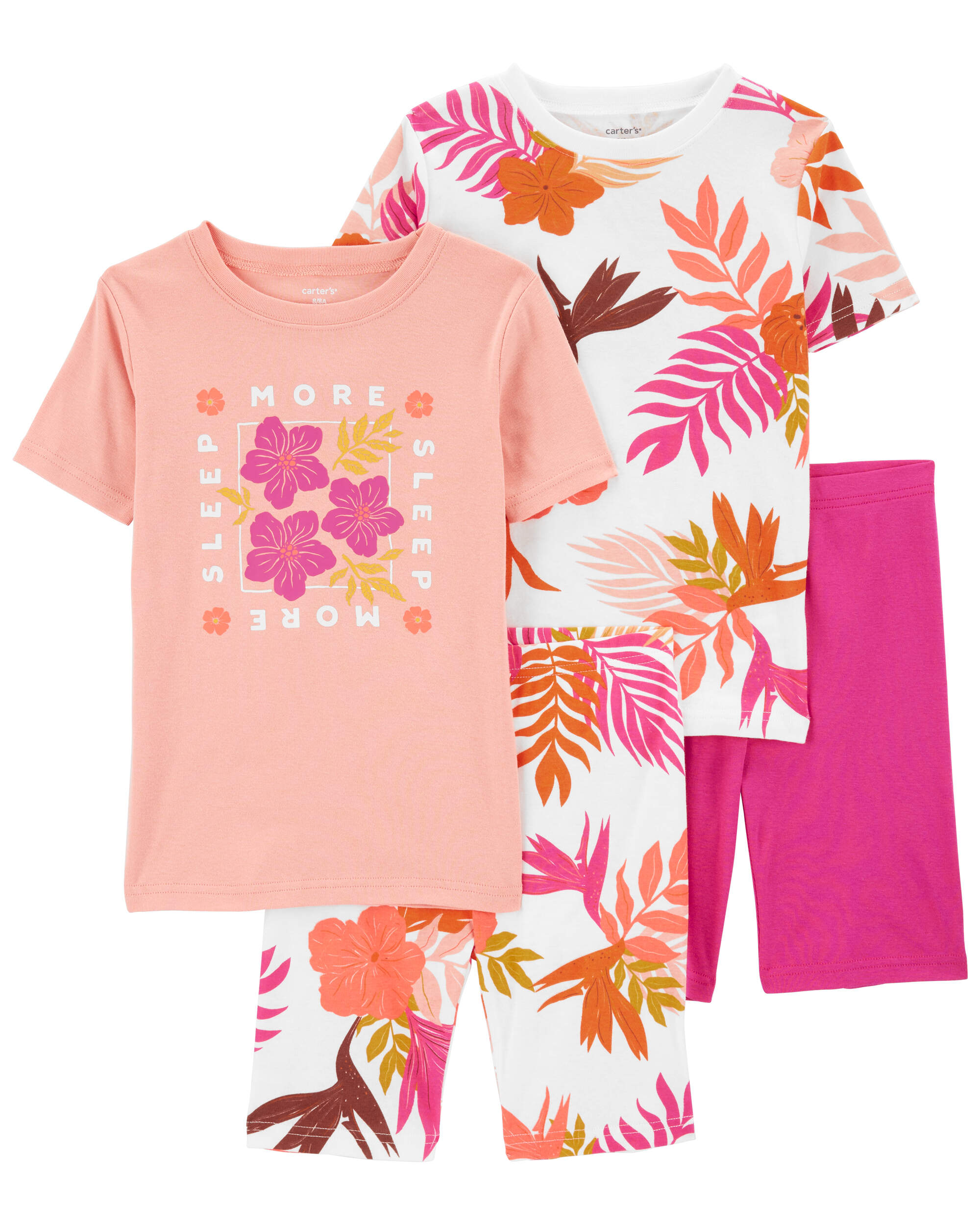 Kid 4-Piece Floral 100% Snug Fit Cotton Pyjamas