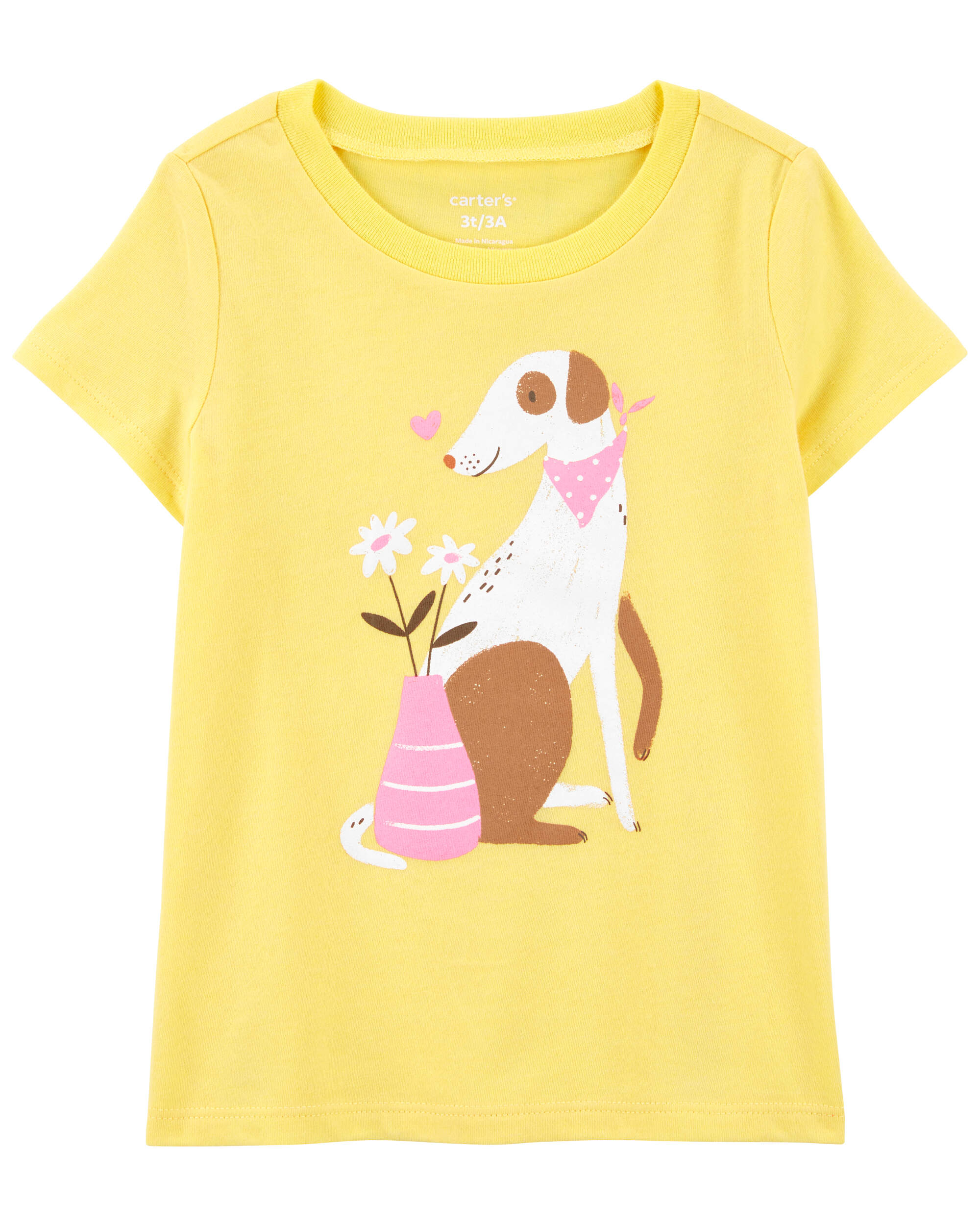 Toddler Dog and Flowers Graphic Tee