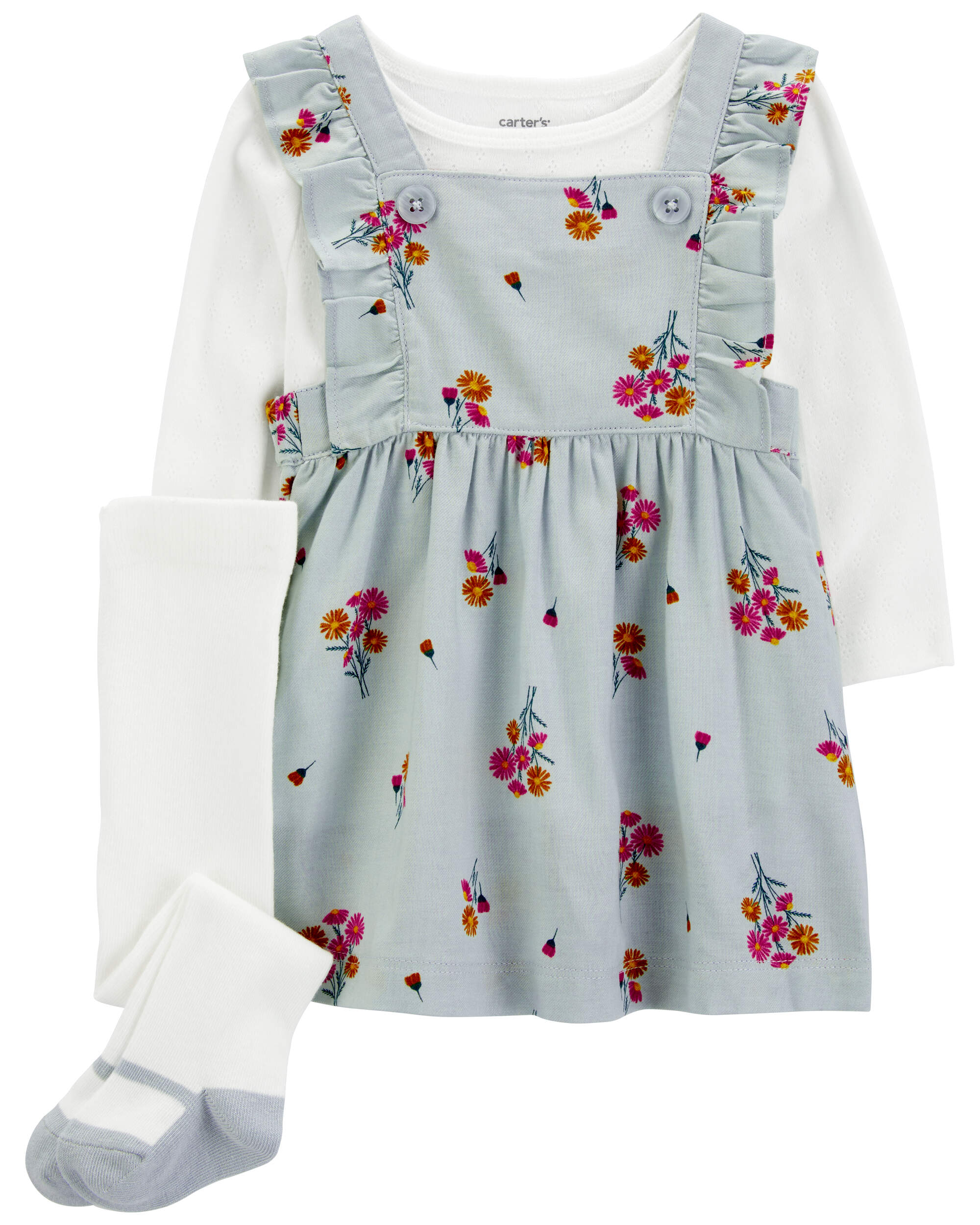 Baby 3-Piece Bodysuit & Floral Jumper Set