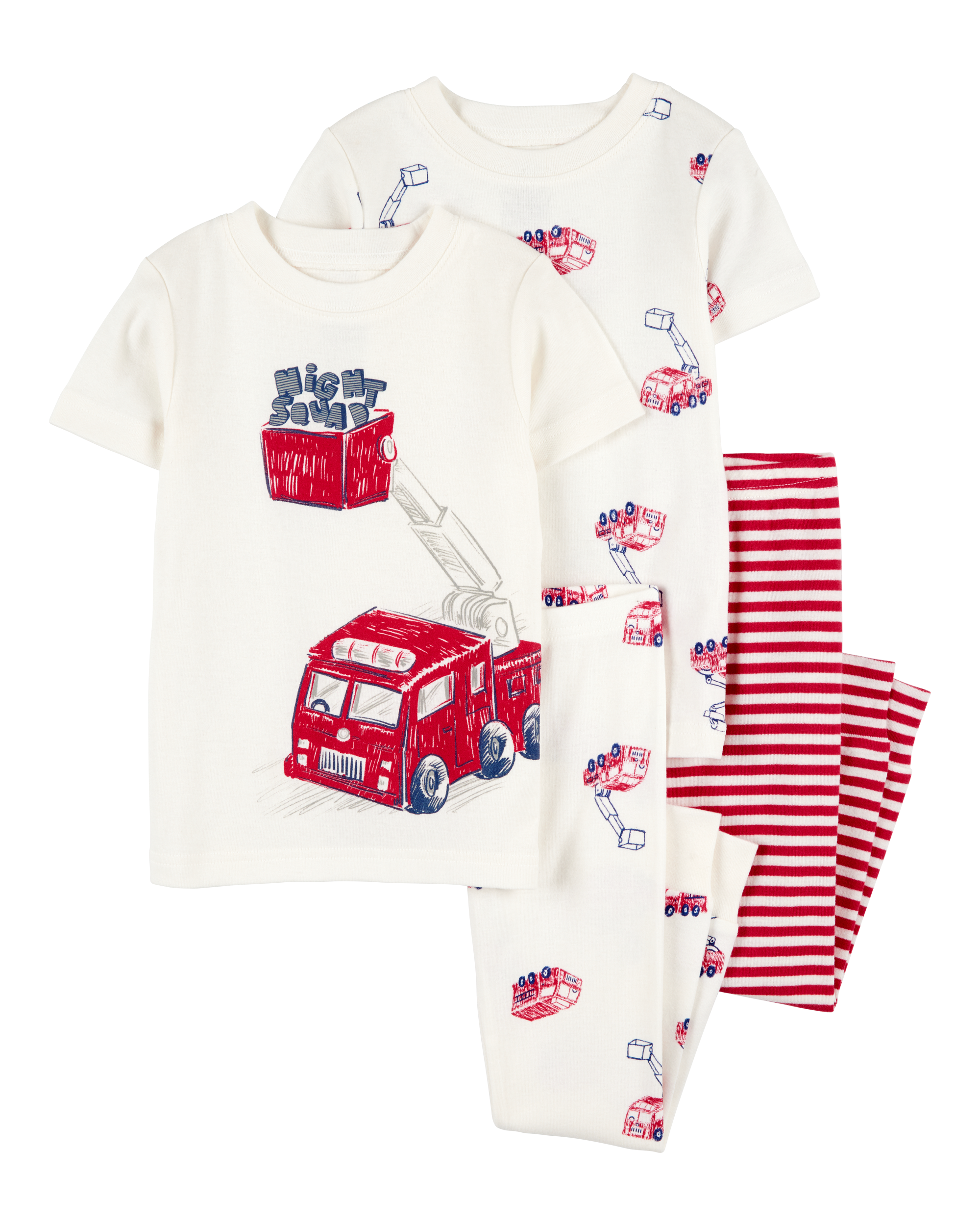 Toddler 4-Piece Fire Truck Cotton Pyjamas