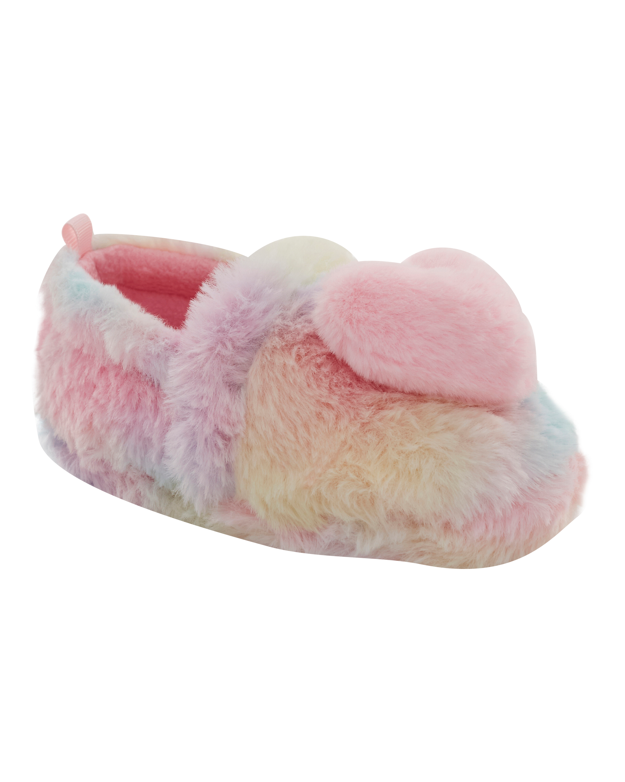 Rainbow Heart Faux Fur Loafer Slippers