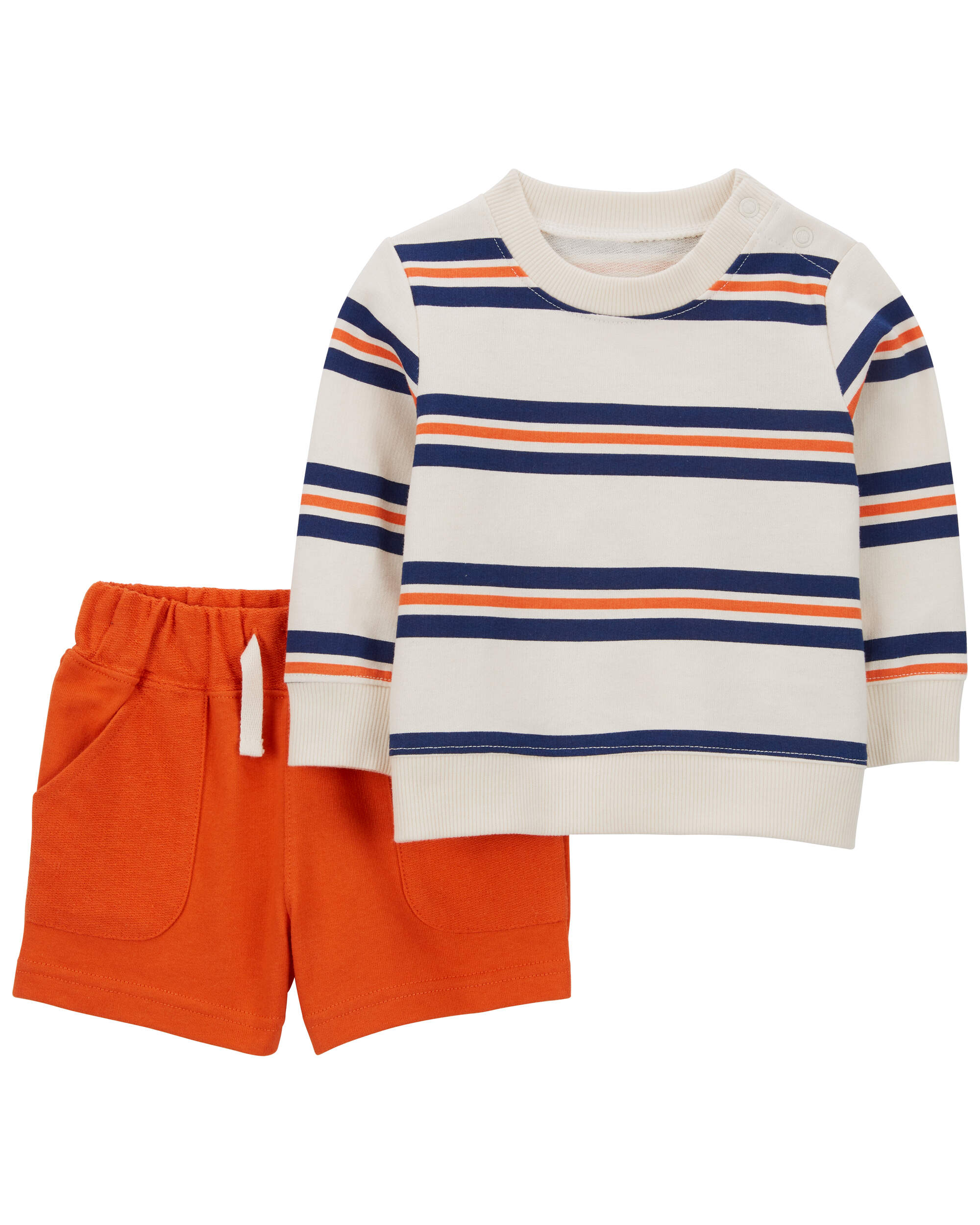 Multi Baby 2-Piece Striped Sweatshirt & Short Set | Carter's 