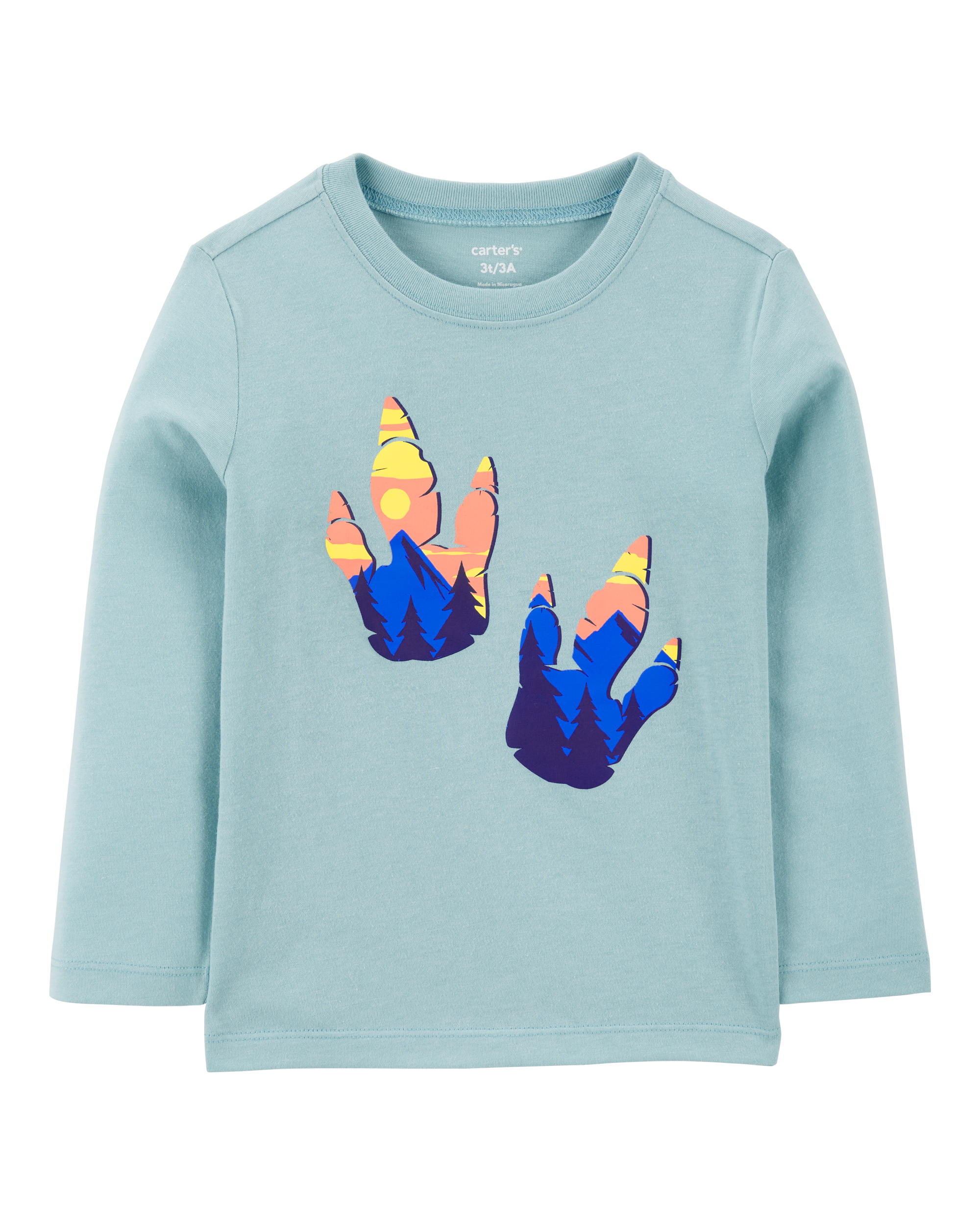 Toddler Dinosaur Cotton Blend Long-Sleeve Tee - Blue