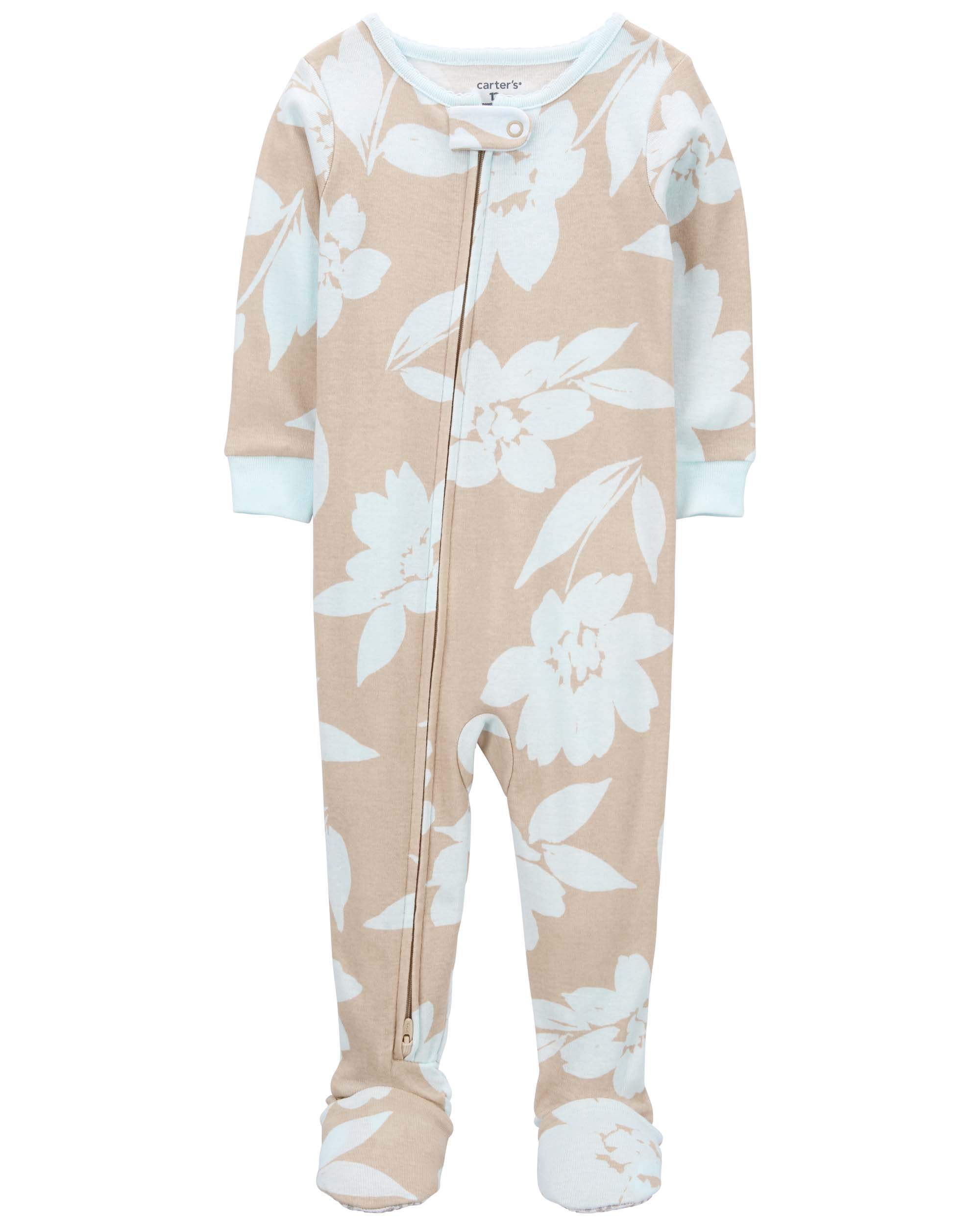 1-Piece Floral Fleece Footless Pyjamas