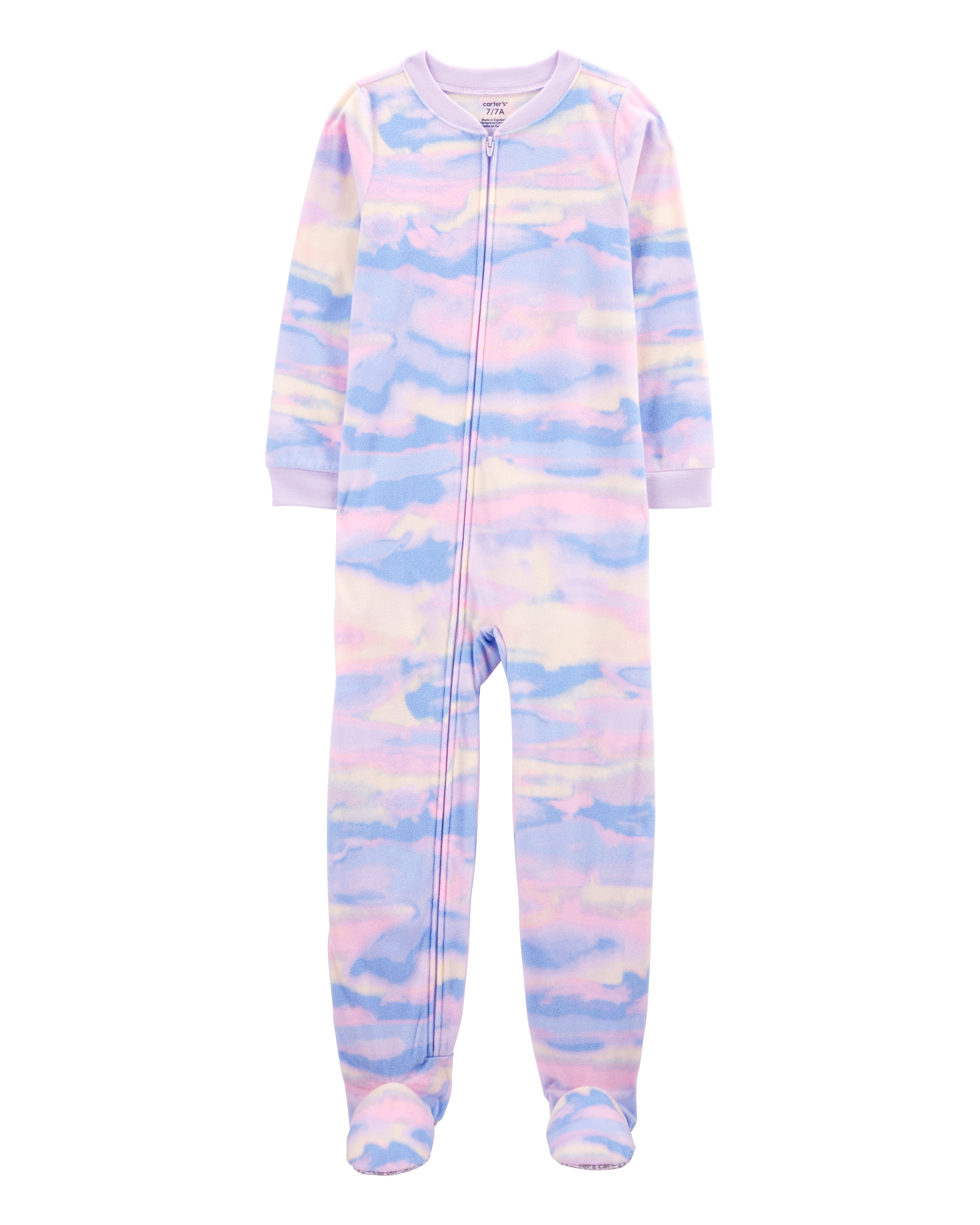 Kid 1-Piece Tie-Dye Fleece Footie Pyjamas