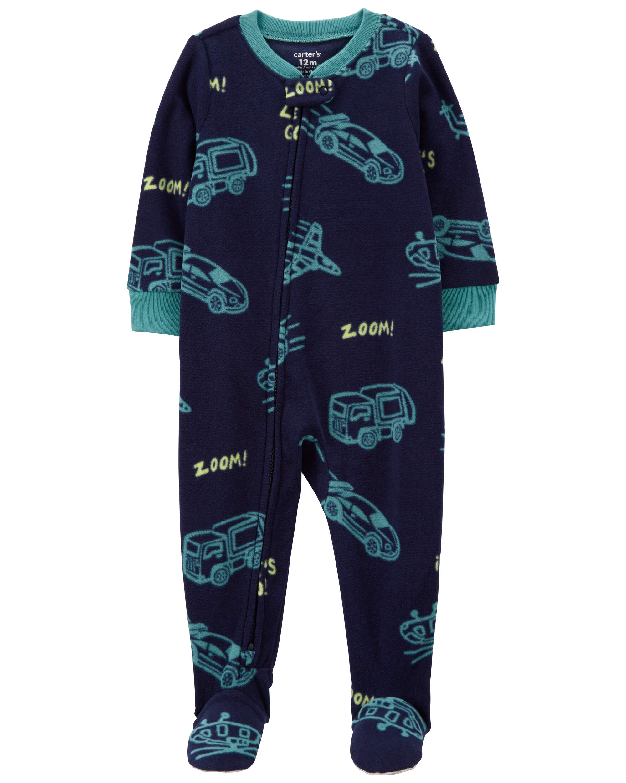 Toddler 1-Piece Cars Fleece Footie Pyjamas