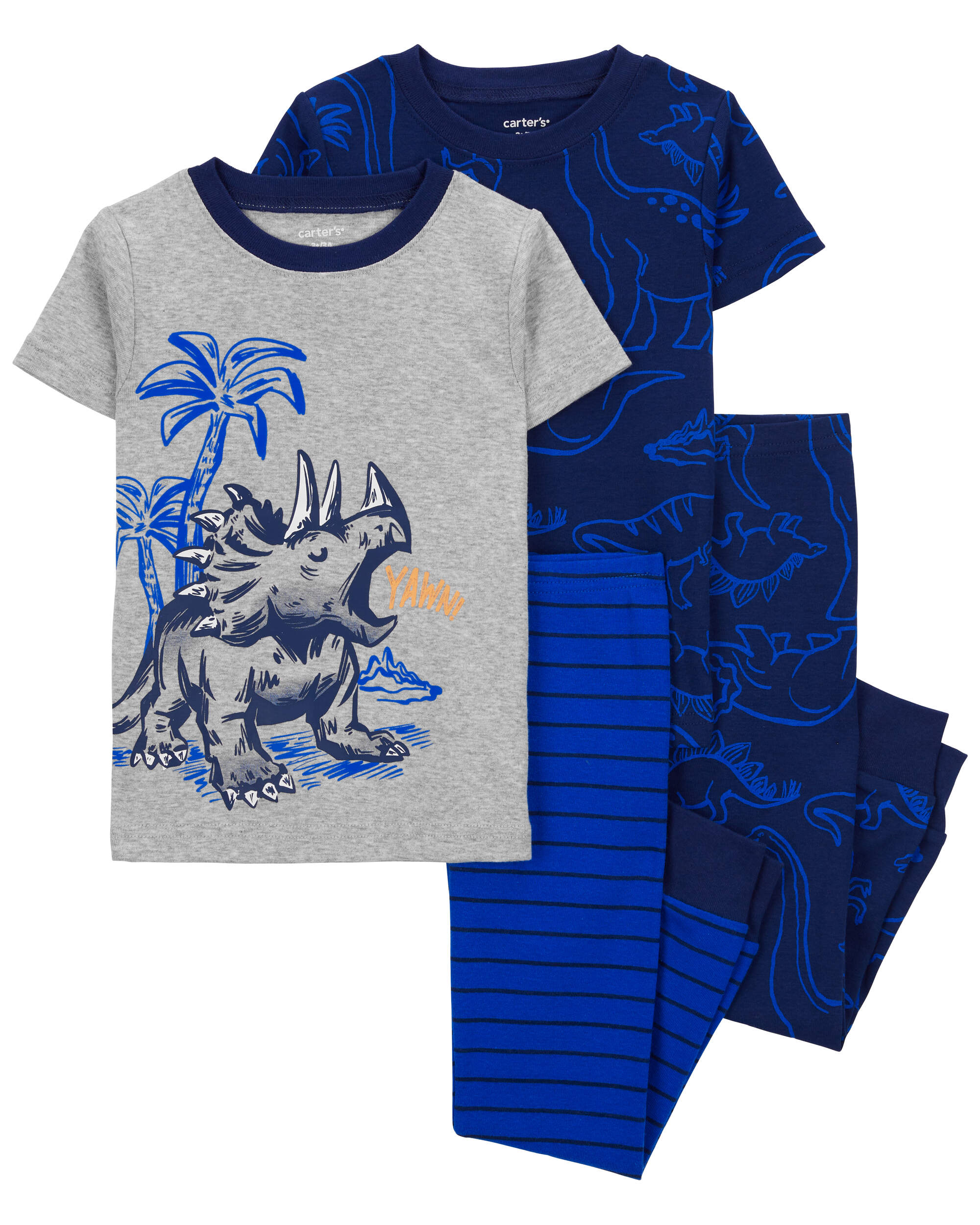 Toddler 4-Piece Dinosaur Cotton Blend Pyjamas