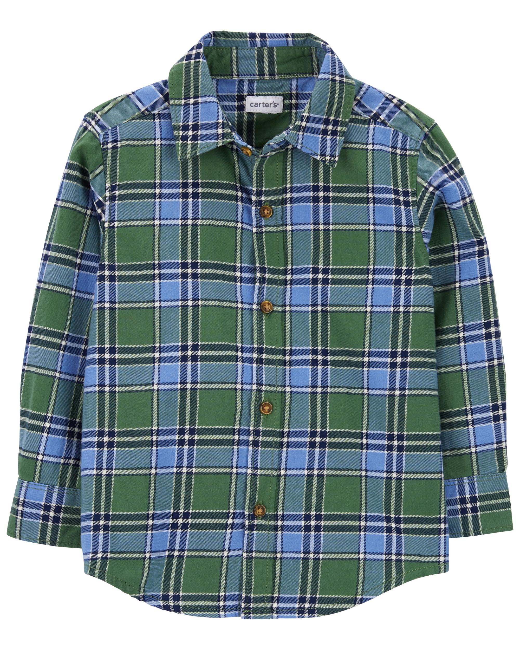 toddler boy green plaid shirt