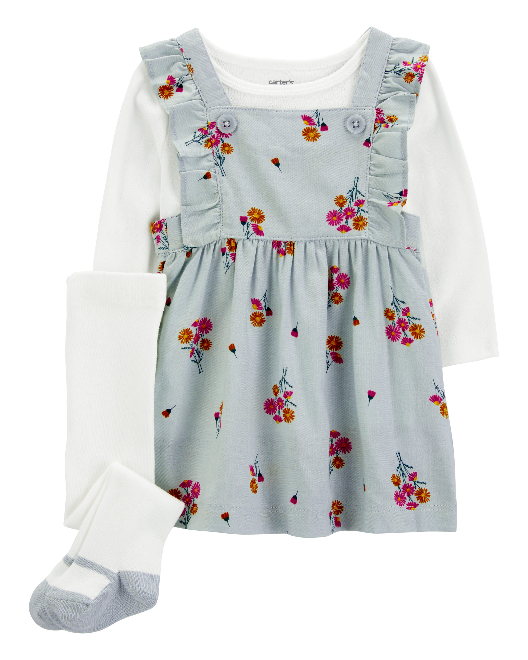 Baby 3-Piece Bodysuit & Floral Jumper Set