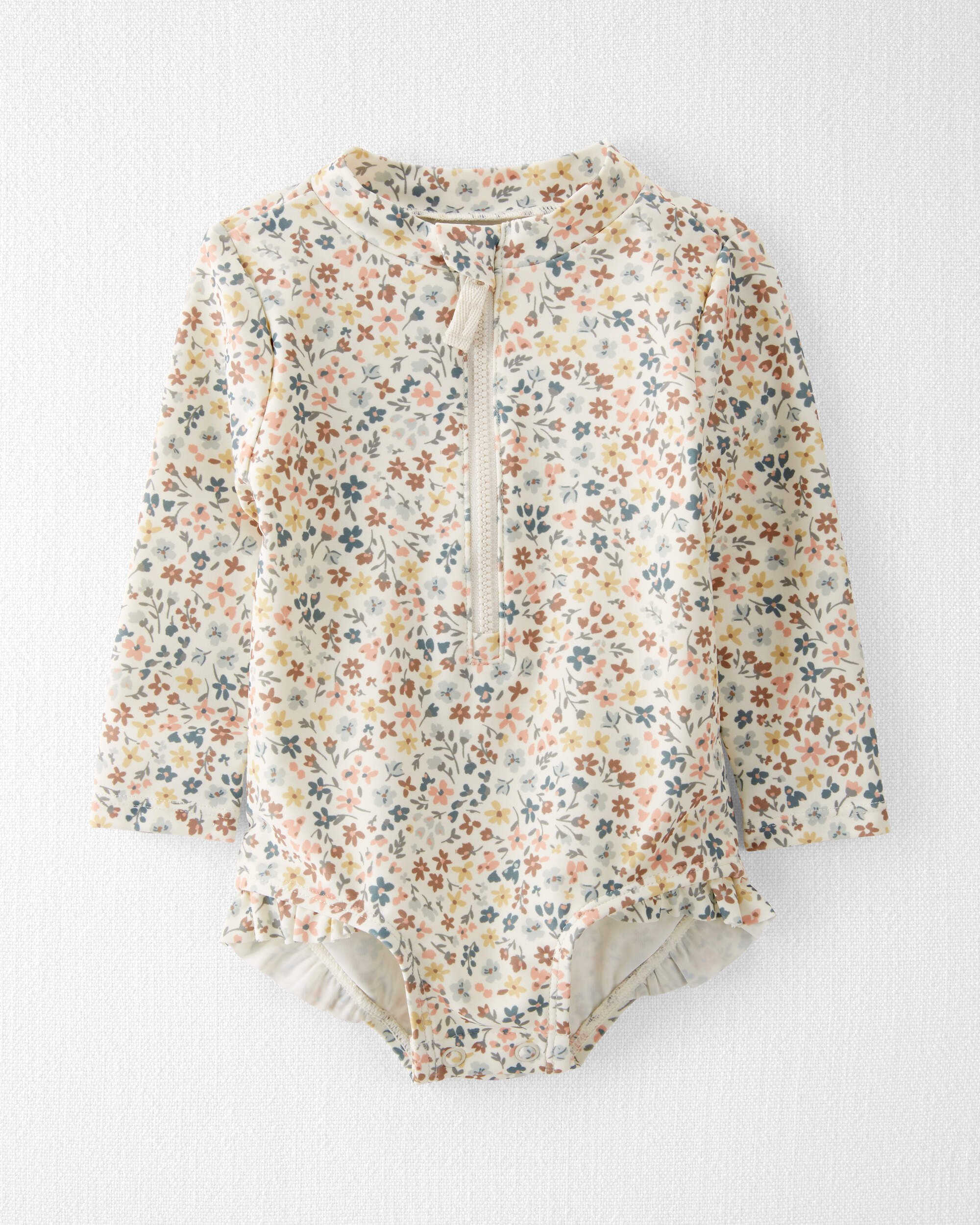 Floral Print Recycled 1-Piece Rashguard Swimsuit