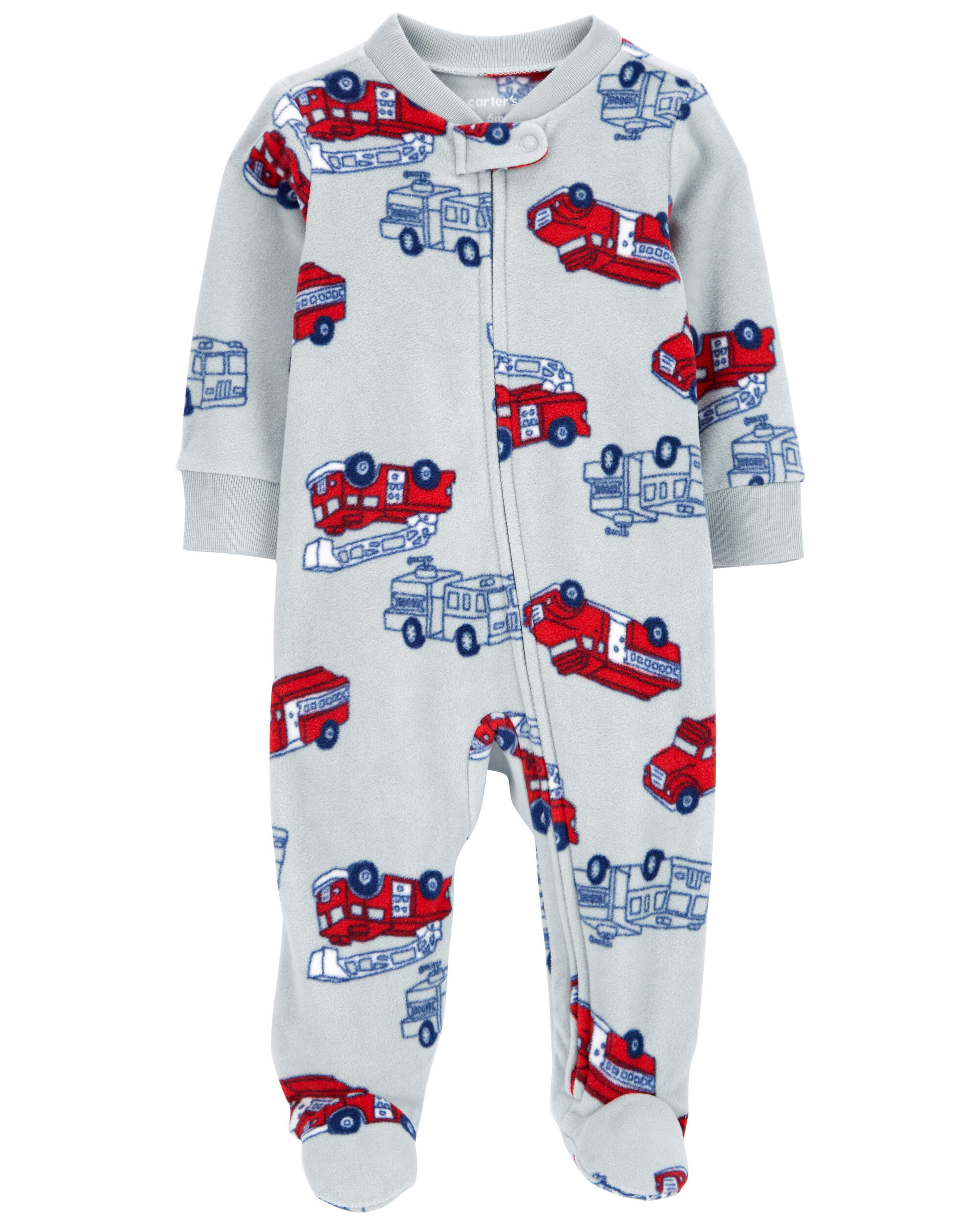 Baby Firetruck Fleece Zip-Up Footie Sleep & Play Pajamas