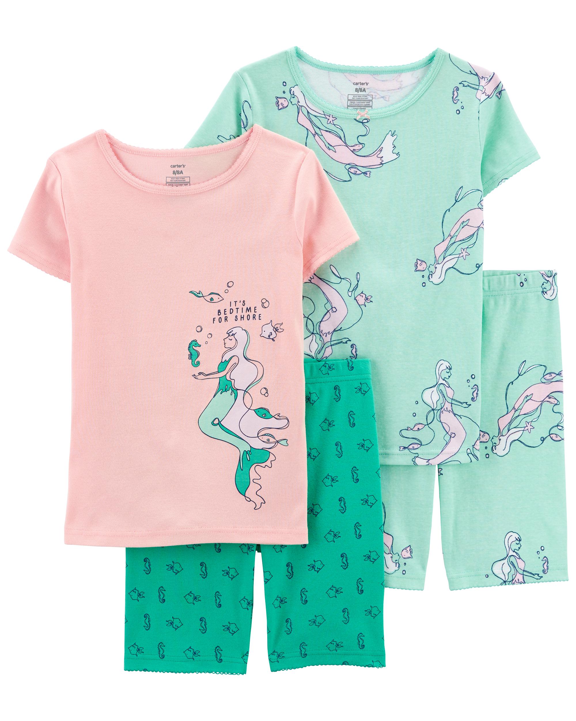 Pink/Green 4-Piece Mermaid 100% Snug Fit Cotton PJs | carters.com