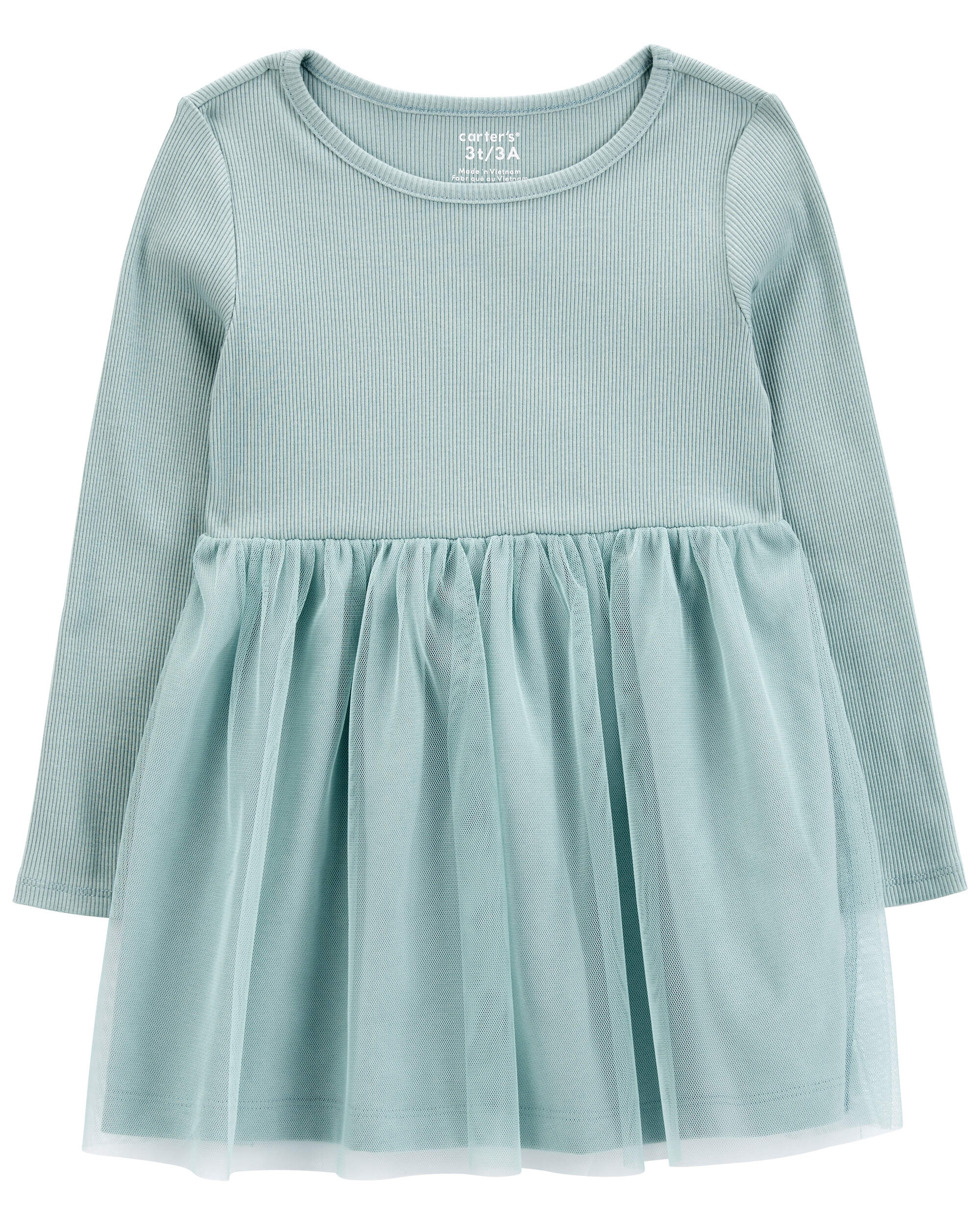 Toddler Tulle Long-Sleeve Jersey Dress