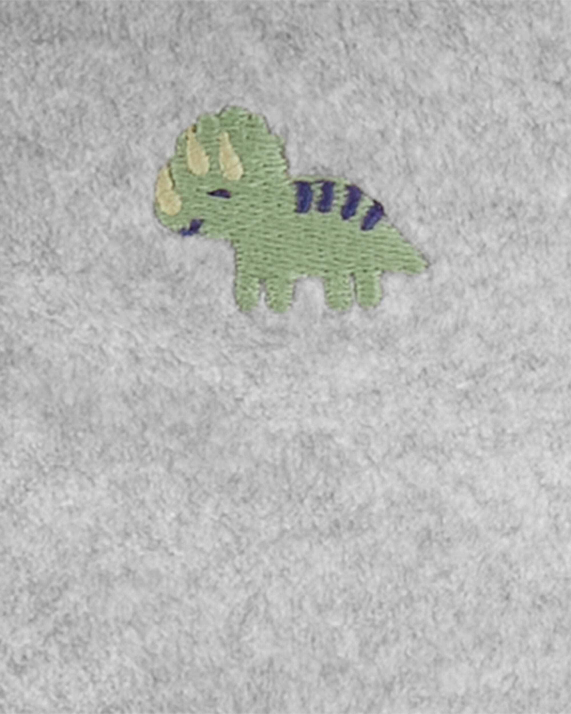 Baby 3-Piece Grey Fleece Dinosaur Vest Set