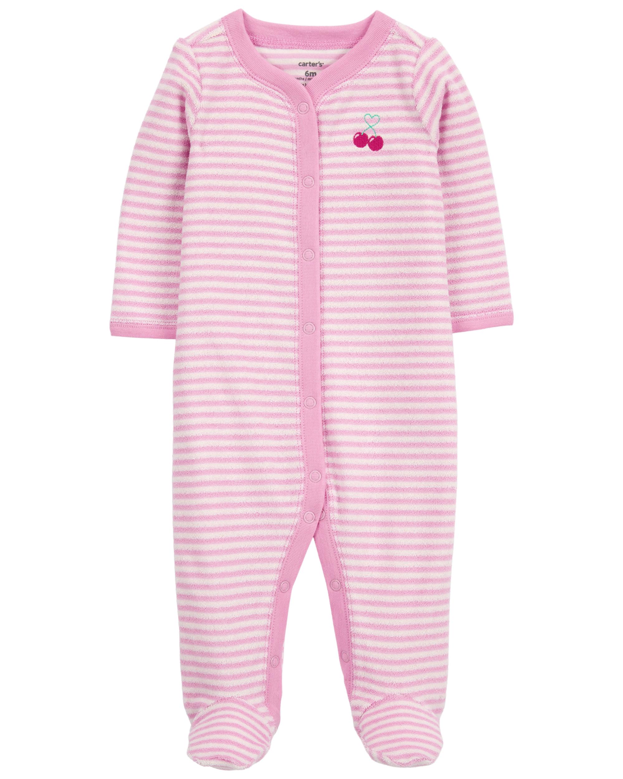 Baby Cherry Snap-Up Terry Sleeper Pyjamas