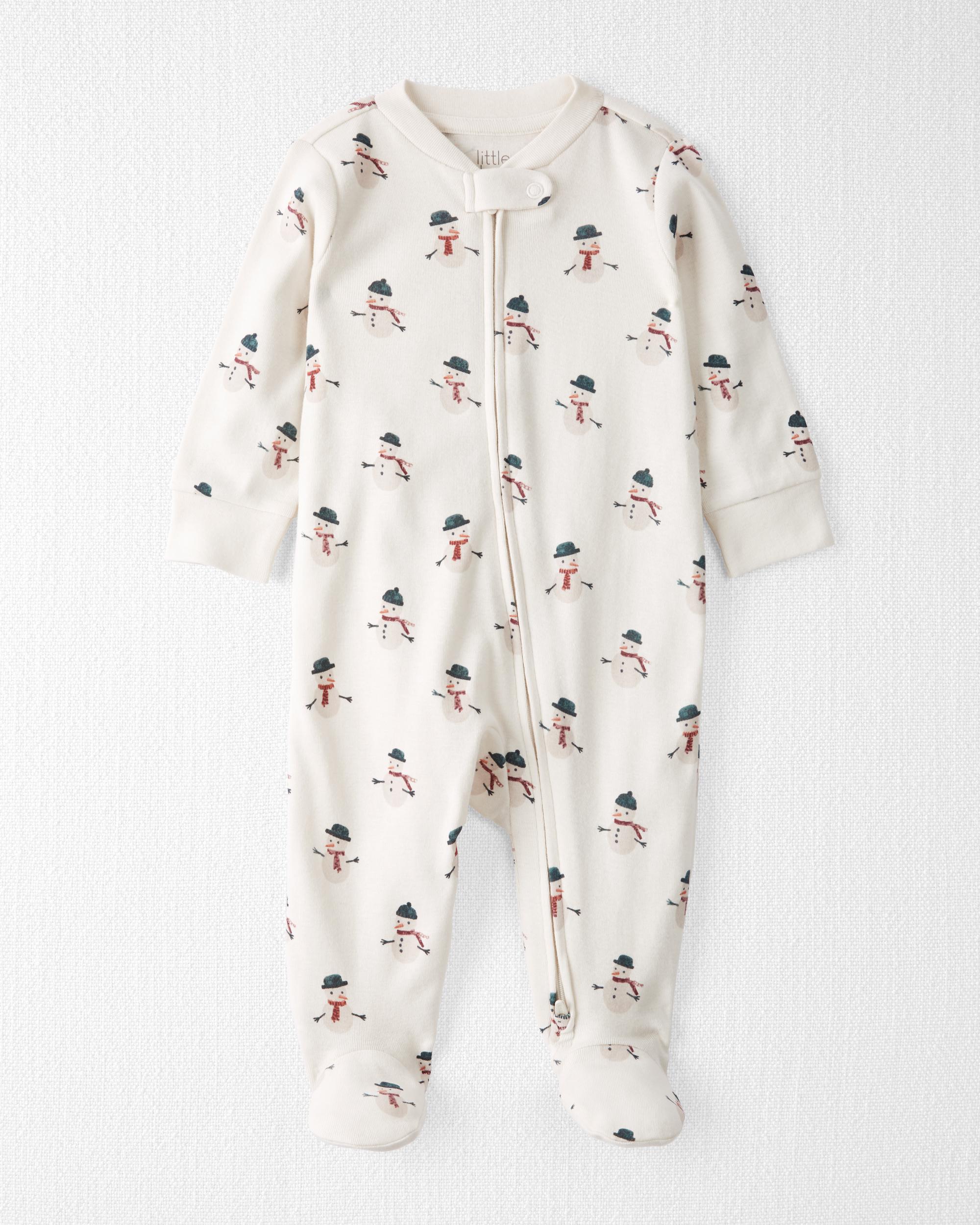 Baby Organic Cotton Sleeper Pyjamas Snowman Print