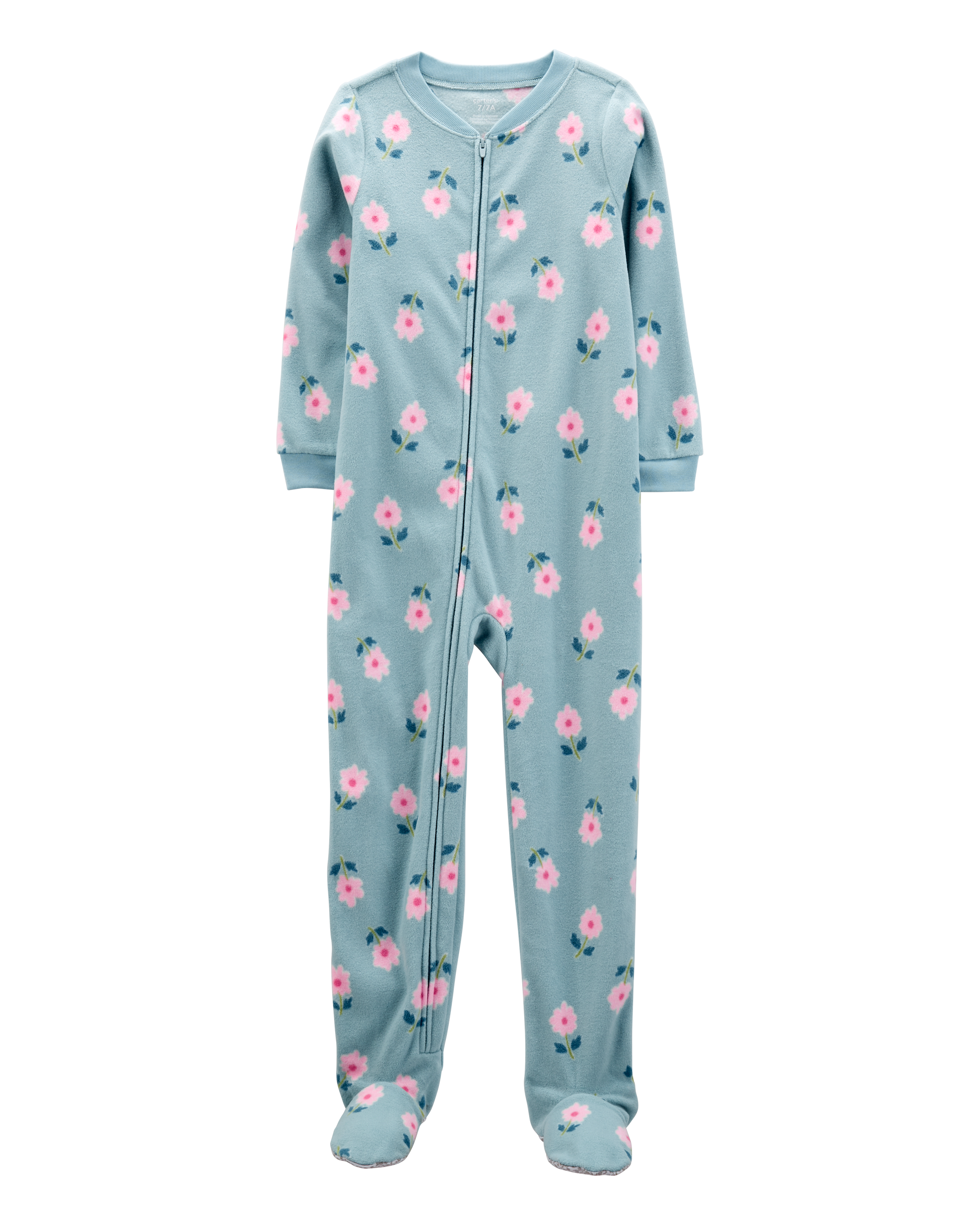 Kid 1-Piece Floral Fleece Footie Pyjamas