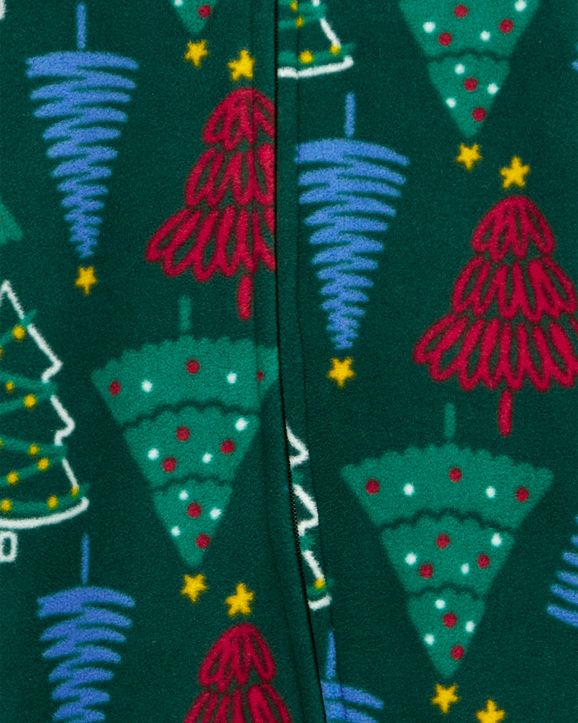 Baby Christmas Trees Zip-Up Fleece Sleep & Play Pajamas