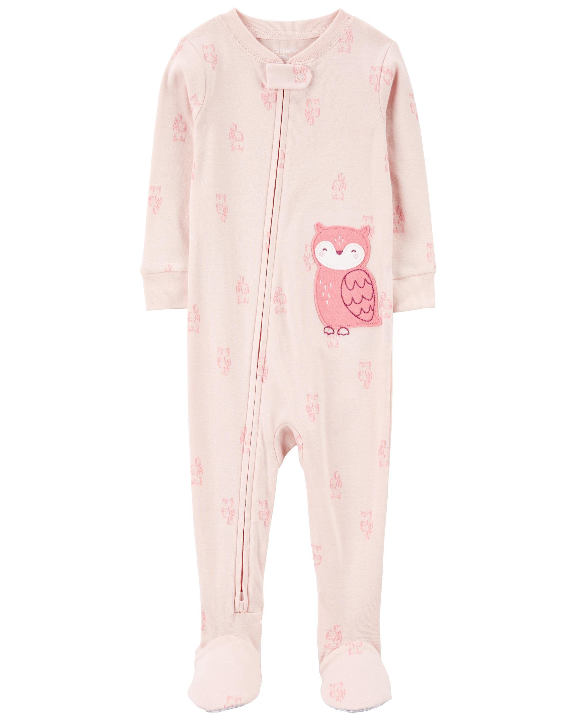 Baby 1-Piece Owl Print 100% Snug Fit Cotton Footie Pyjamas