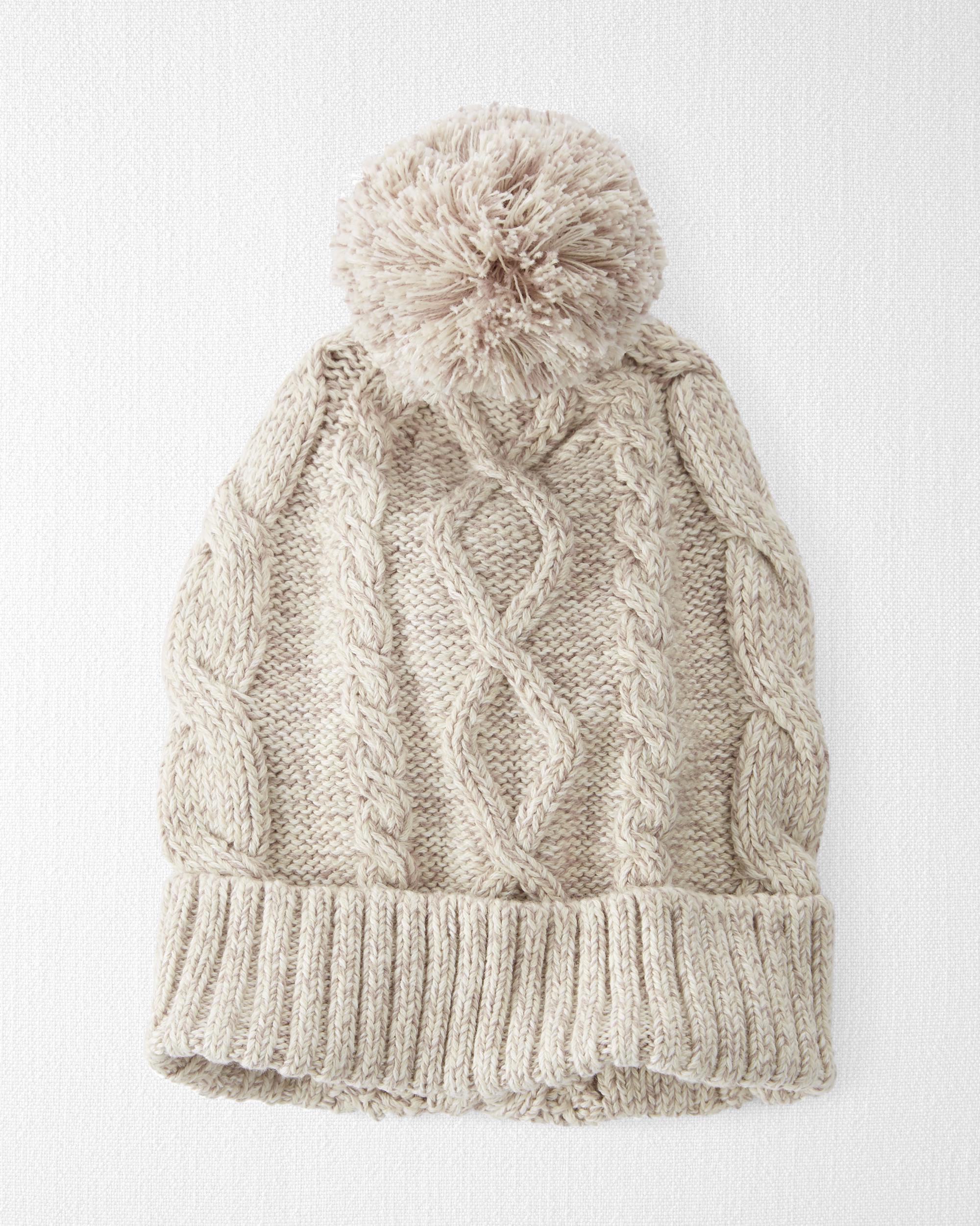 Baby Organic Cotton Cable Knit Beanie Toasted Wheat