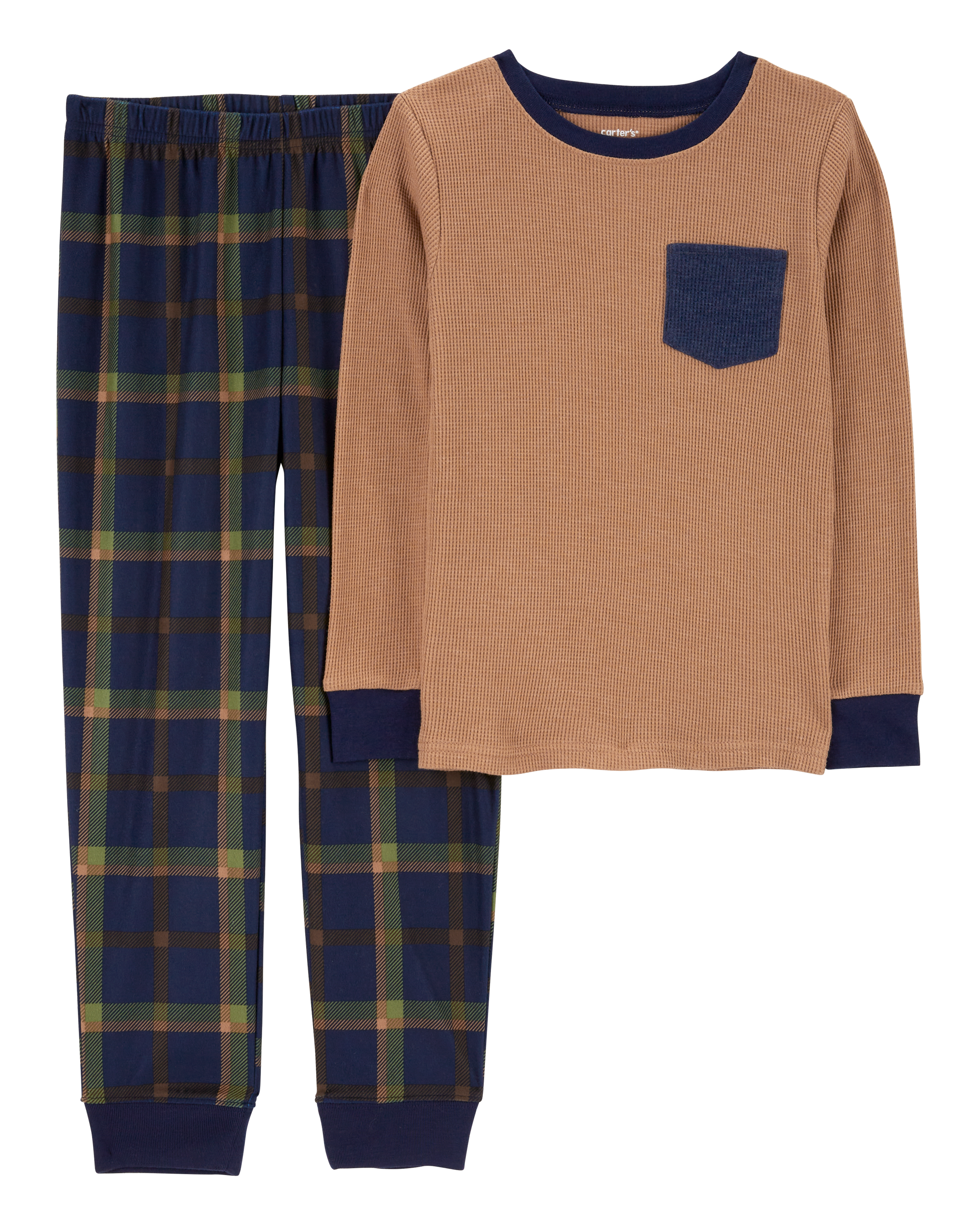 Kid 2-Piece Plaid Cotton Blend & Fleece Pyjamas