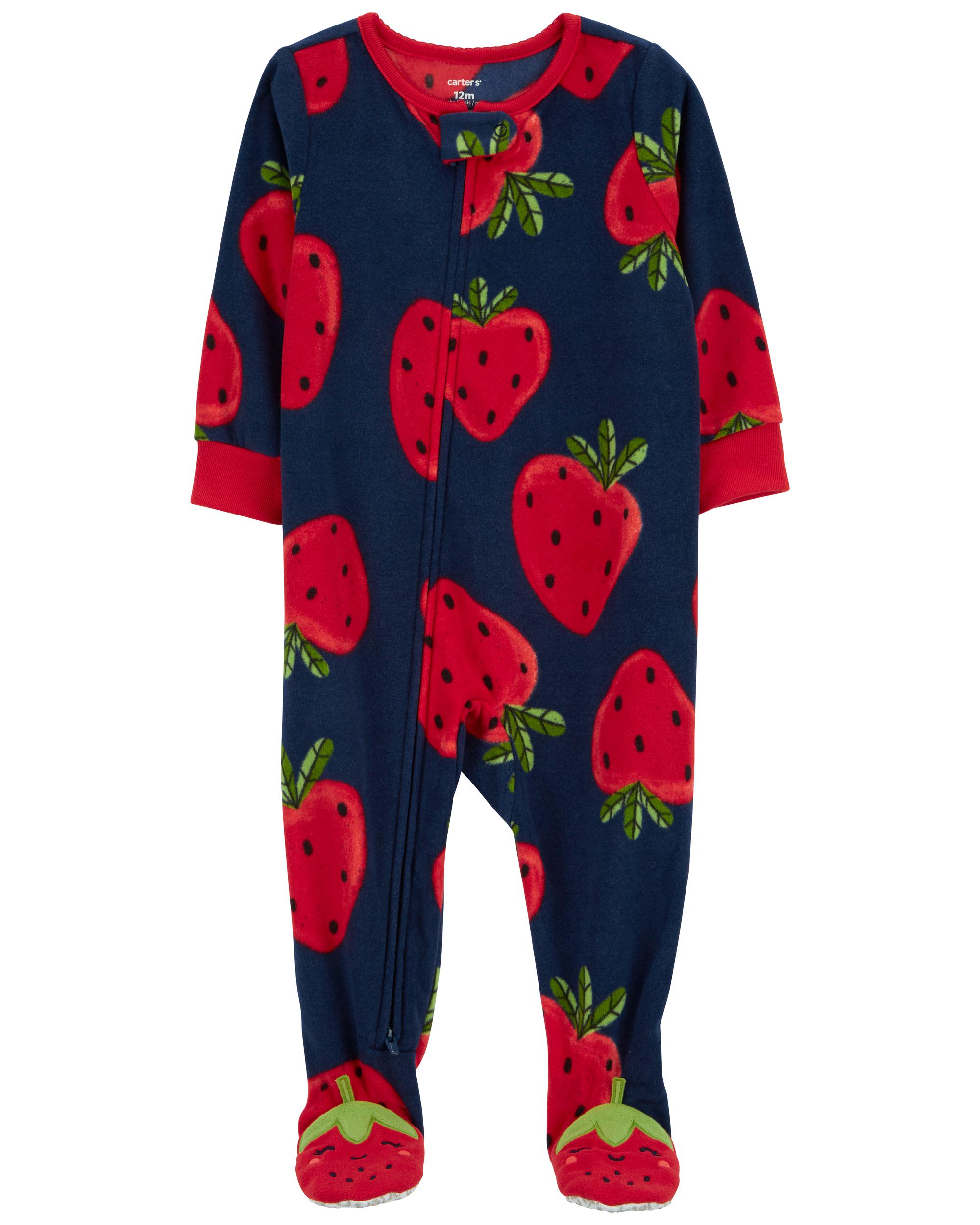 1-Piece Strawberry Fleece Footie Pyjamas
