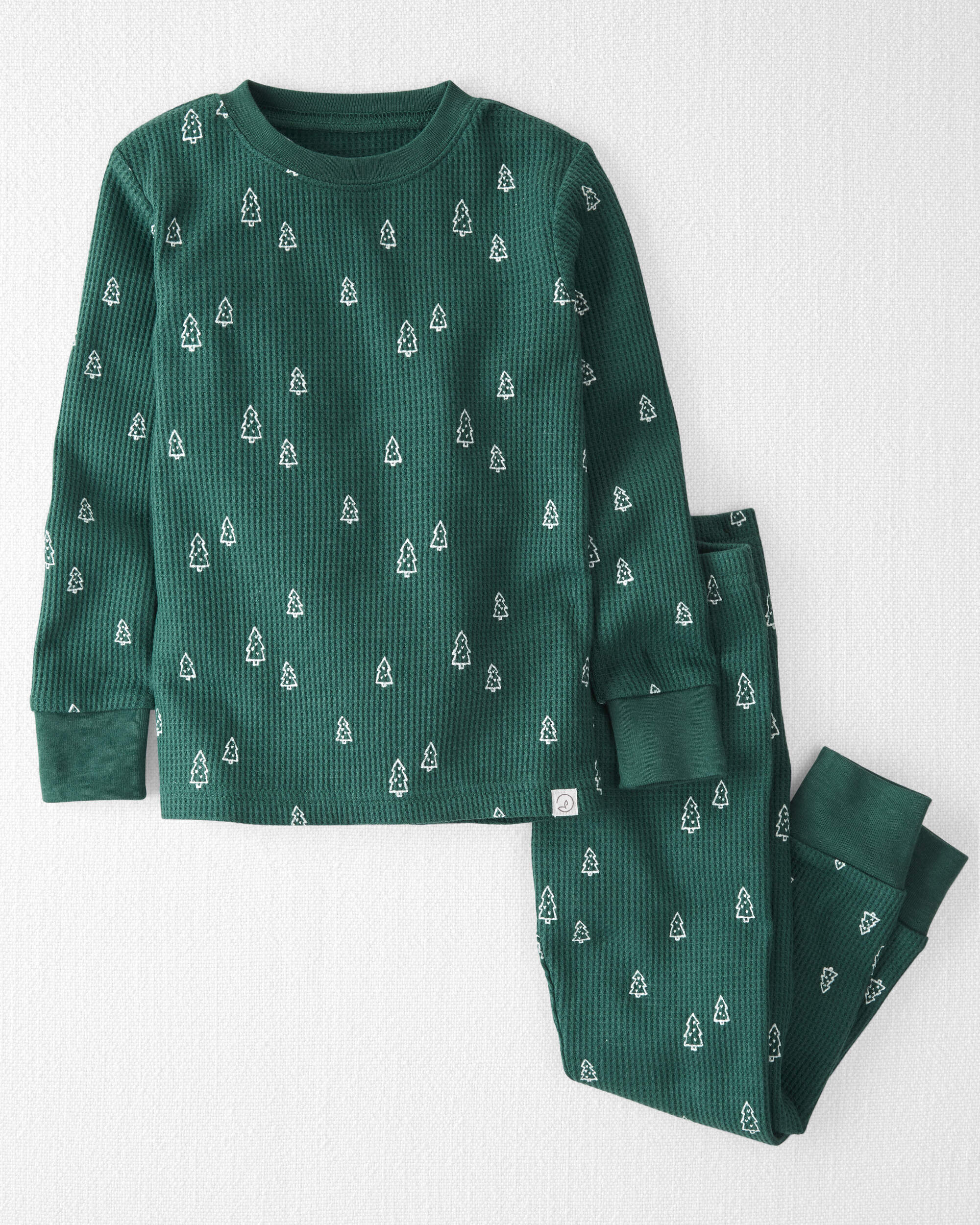 Toddler Waffle Knit Pyjamas Set Made with Organic Cotton Evergreen Trees