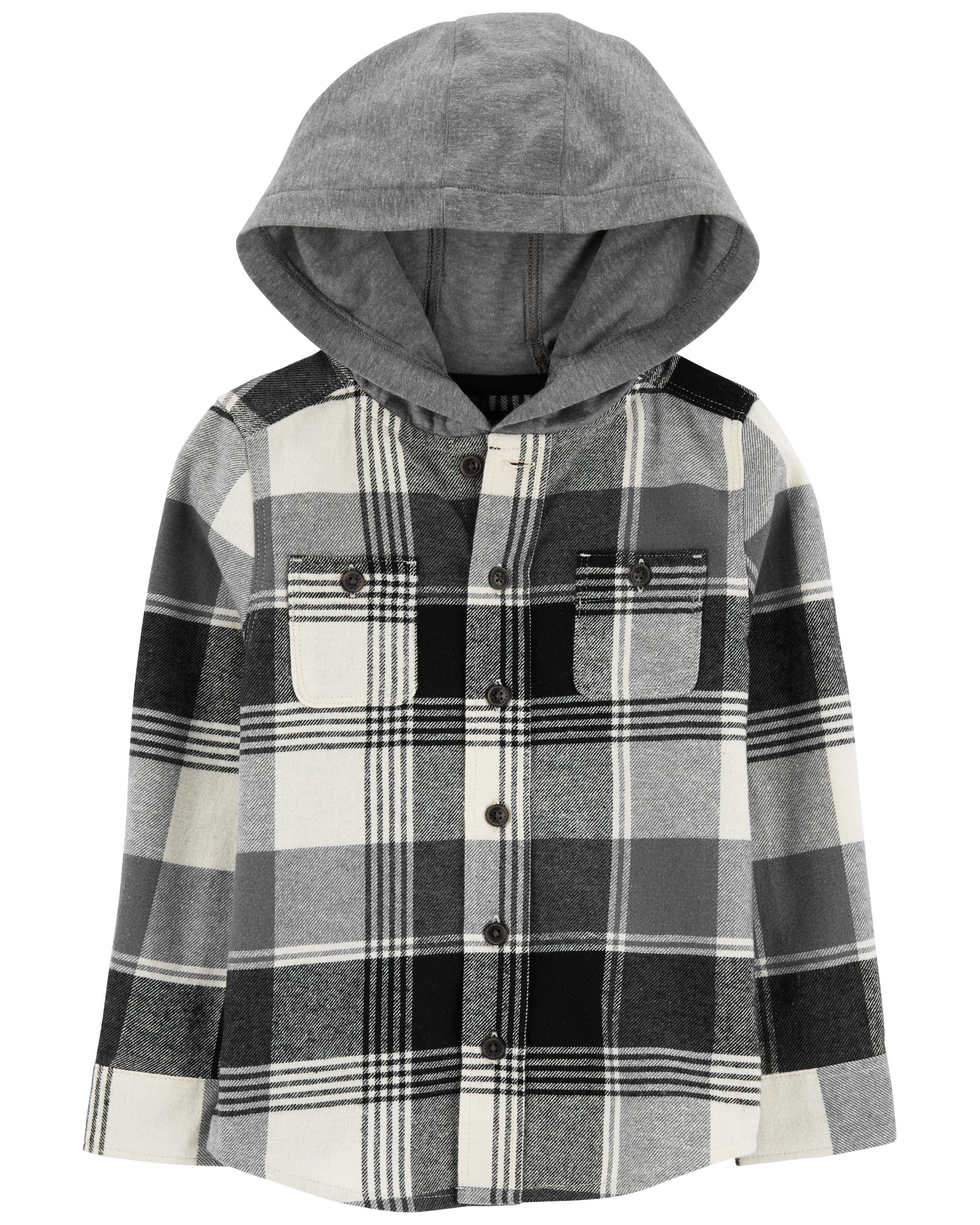 Grey hot sale flannel hoodie