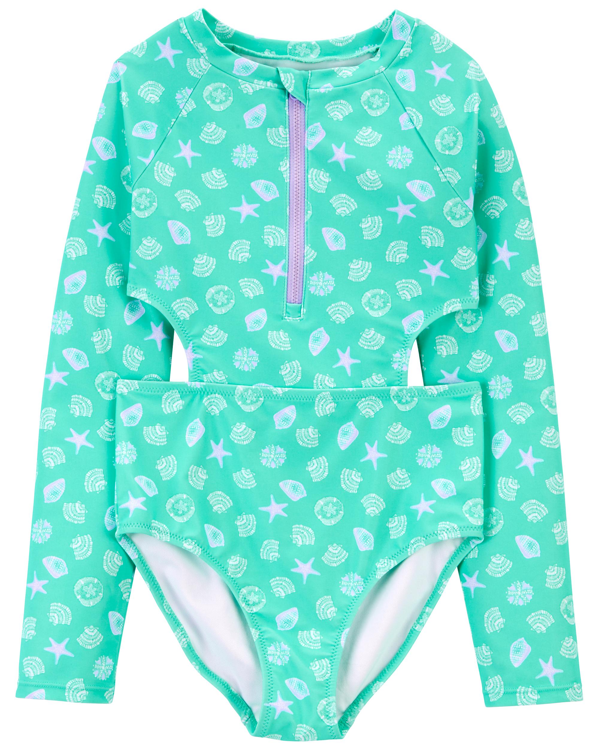 Kid 1-Piece Long Sleeve Cut-Out Swimsuit