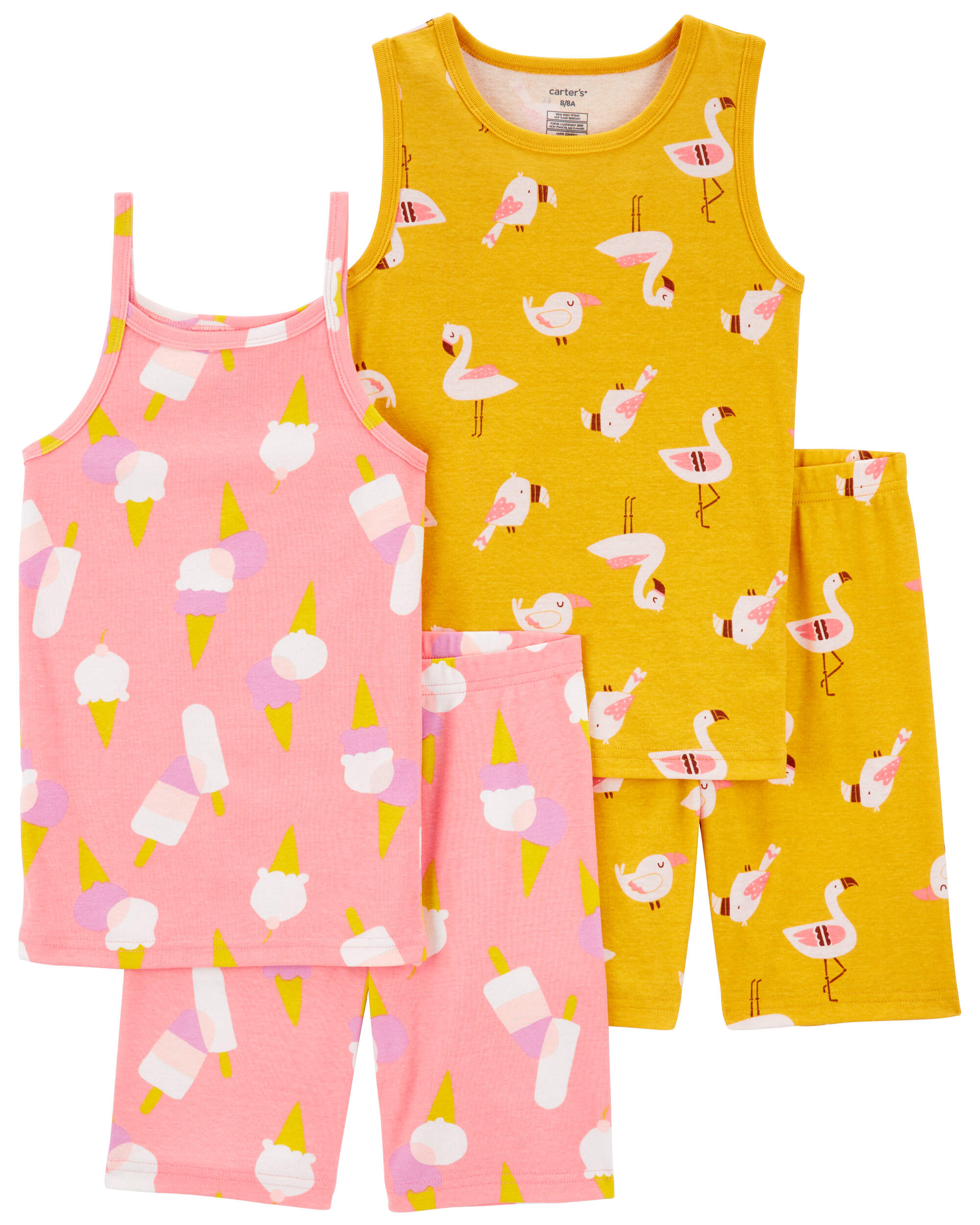 Kid 4-Piece Ice Cream & Flamingo Pyjama Set