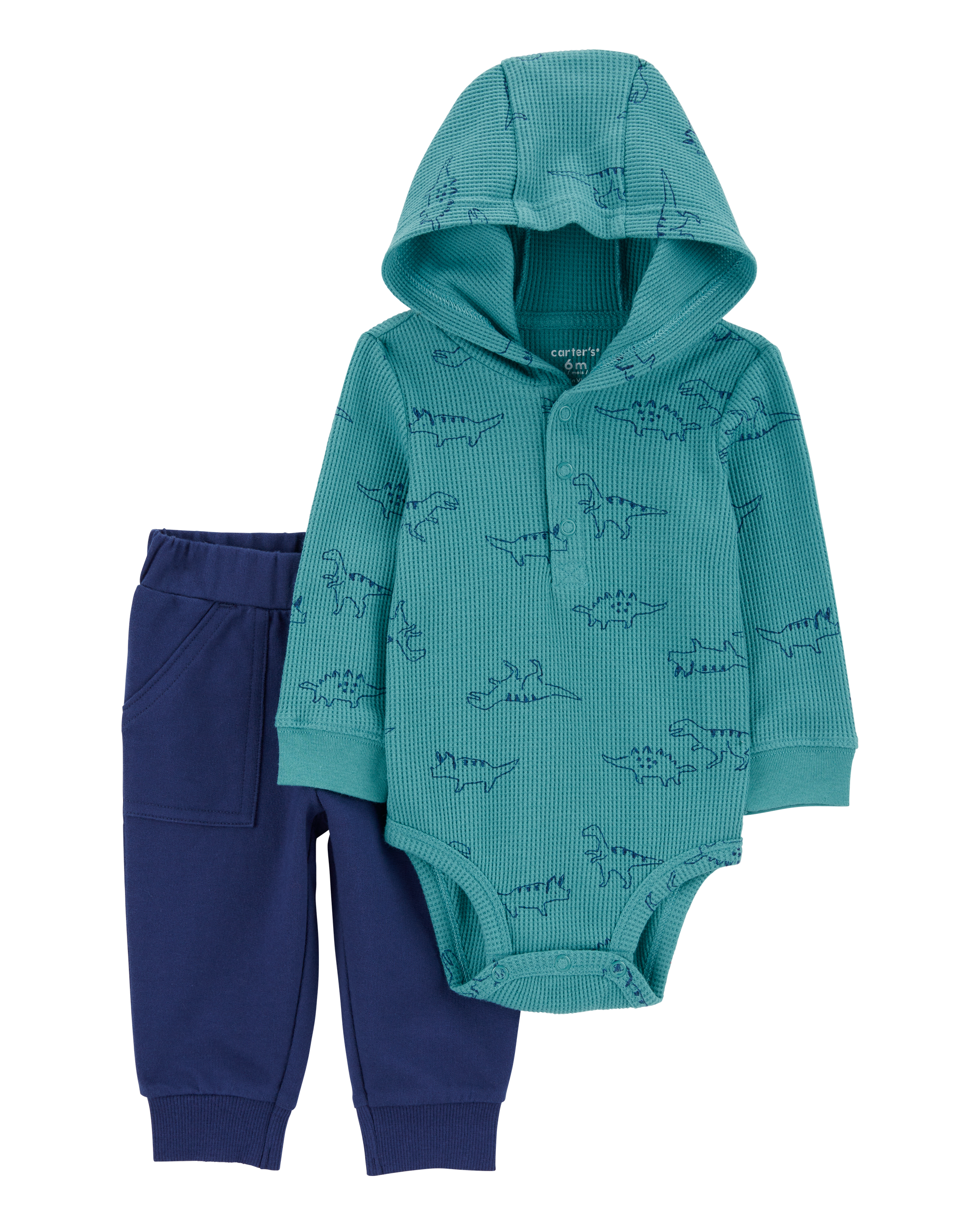 Baby 2-Piece Dinosaur Hooded Bodysuit Pant Set