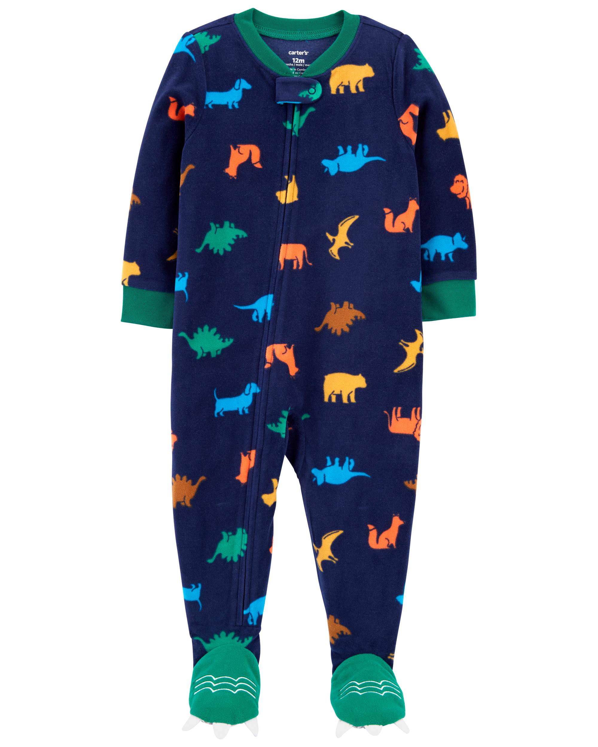 Blue 1-Piece Moose Fleece Footie Pyjamas