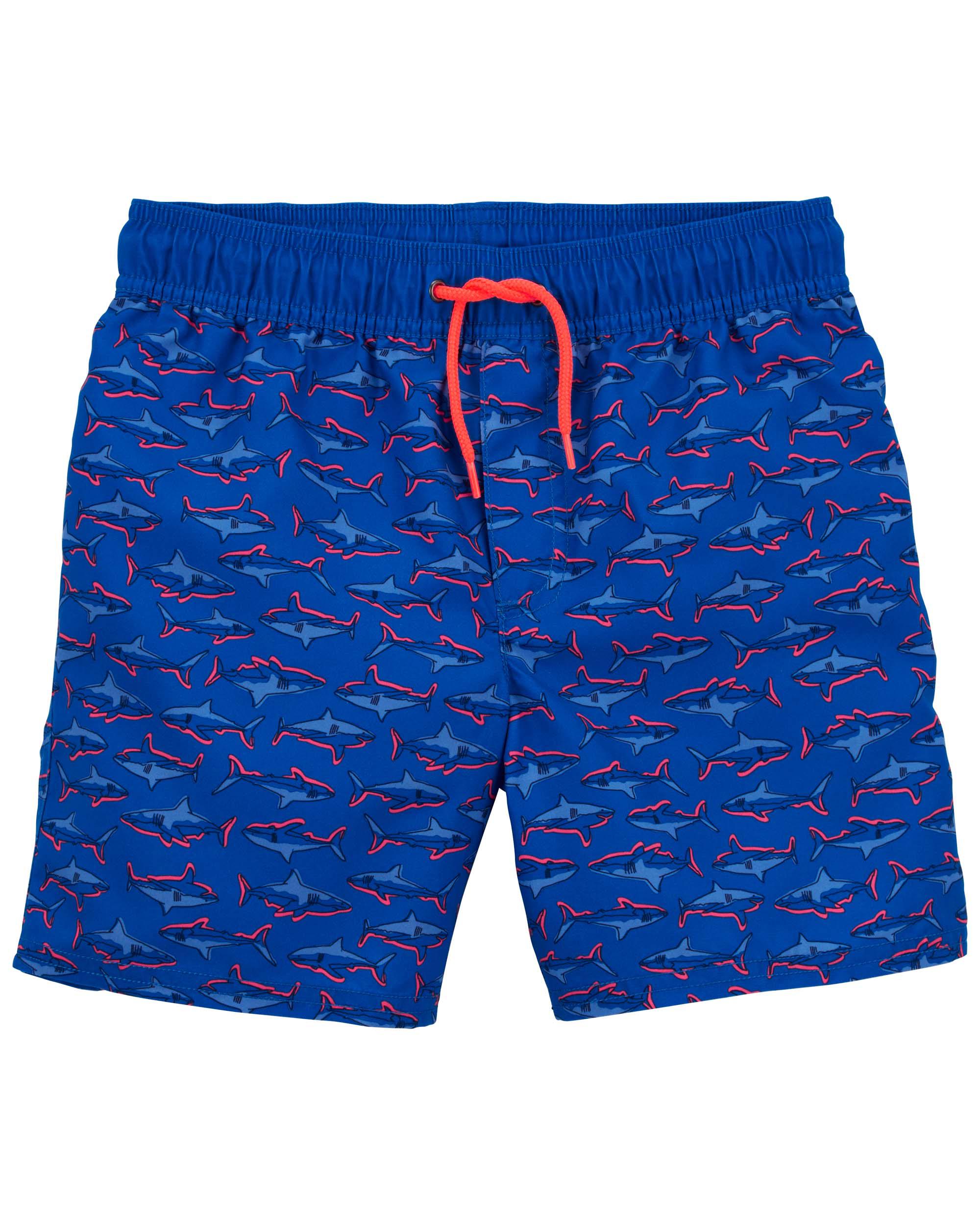 Kid Neon Shark Swim Trunks