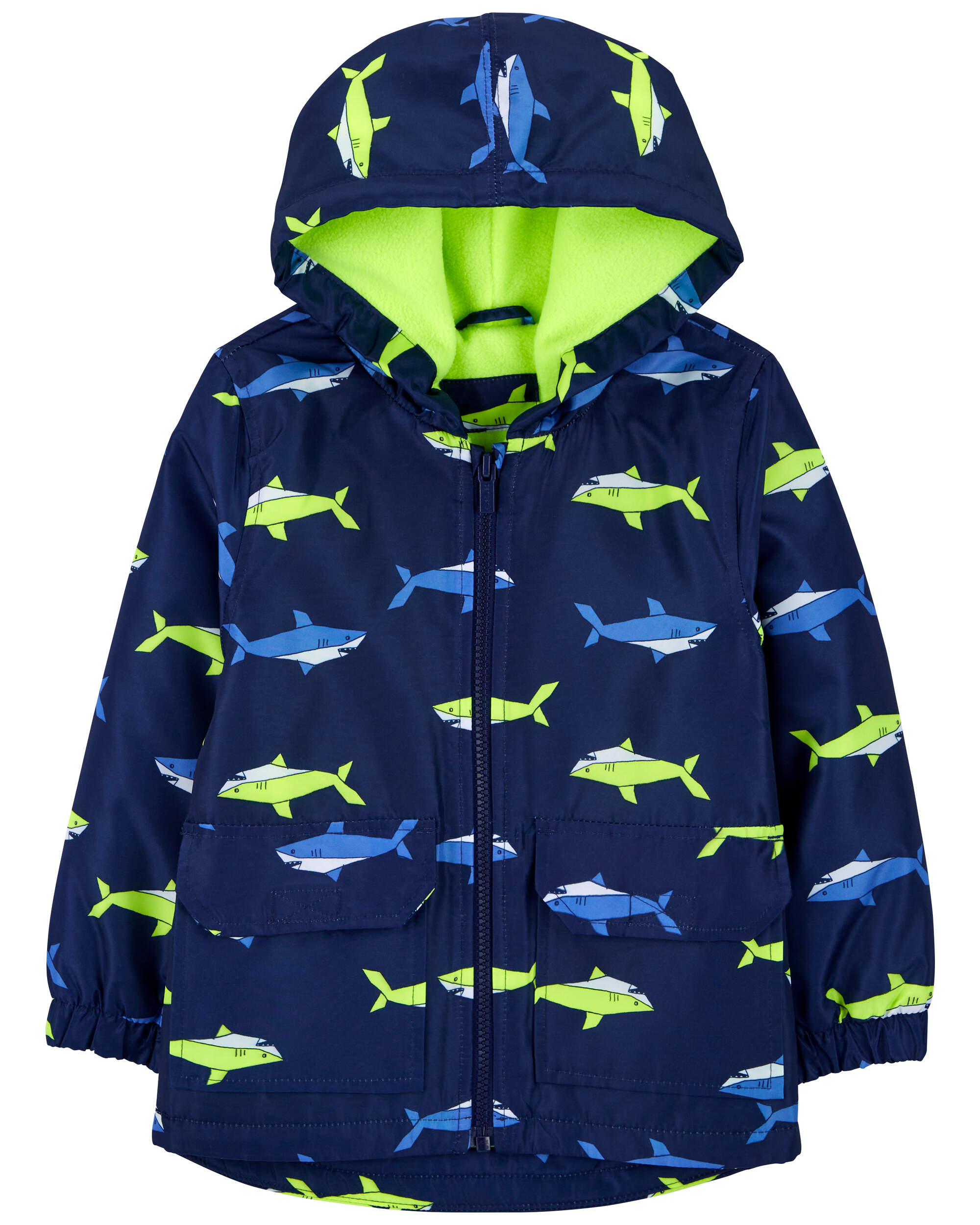 Toddler Shark Print Rain Jacket